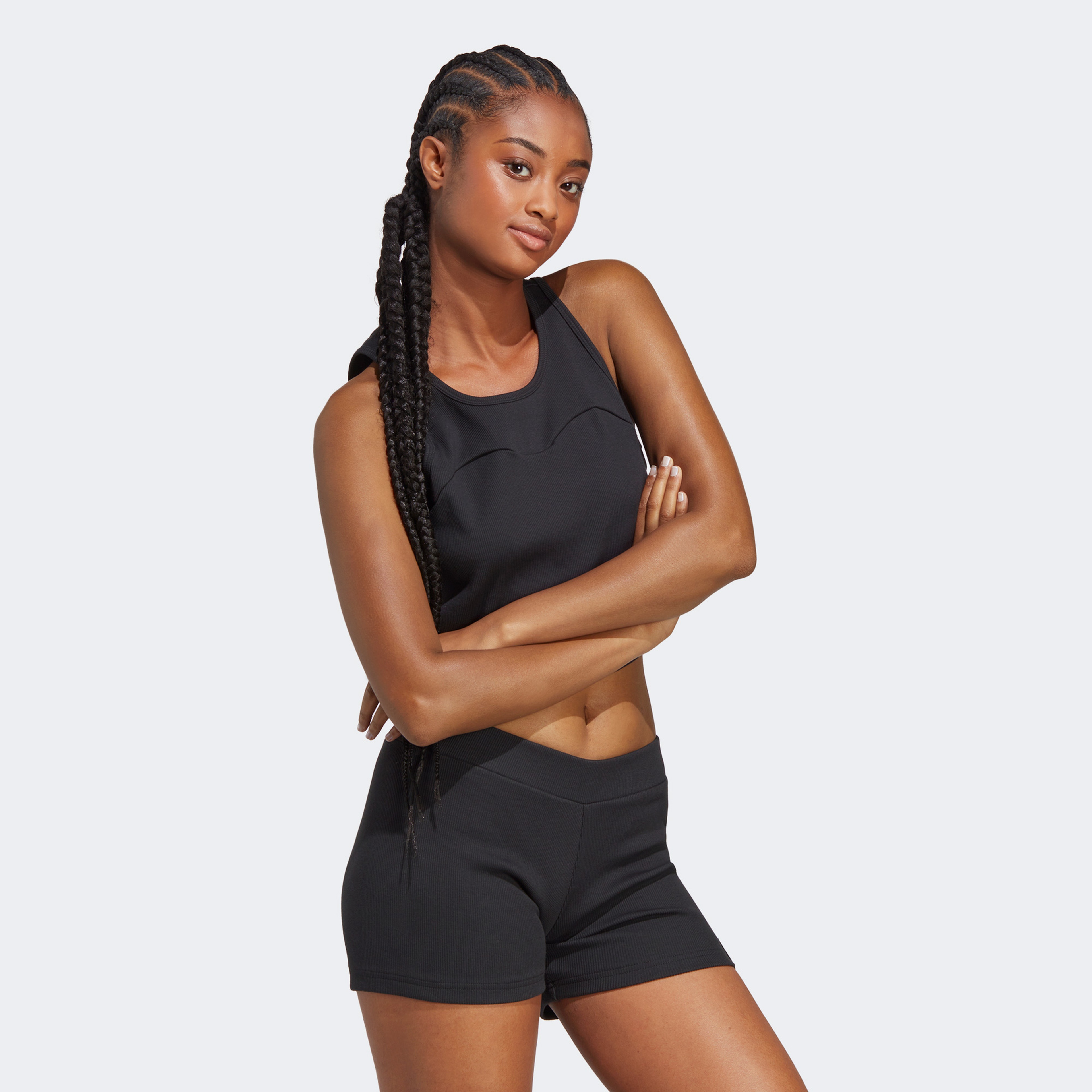 adidas Lng Rib Kadın Siyah Crop