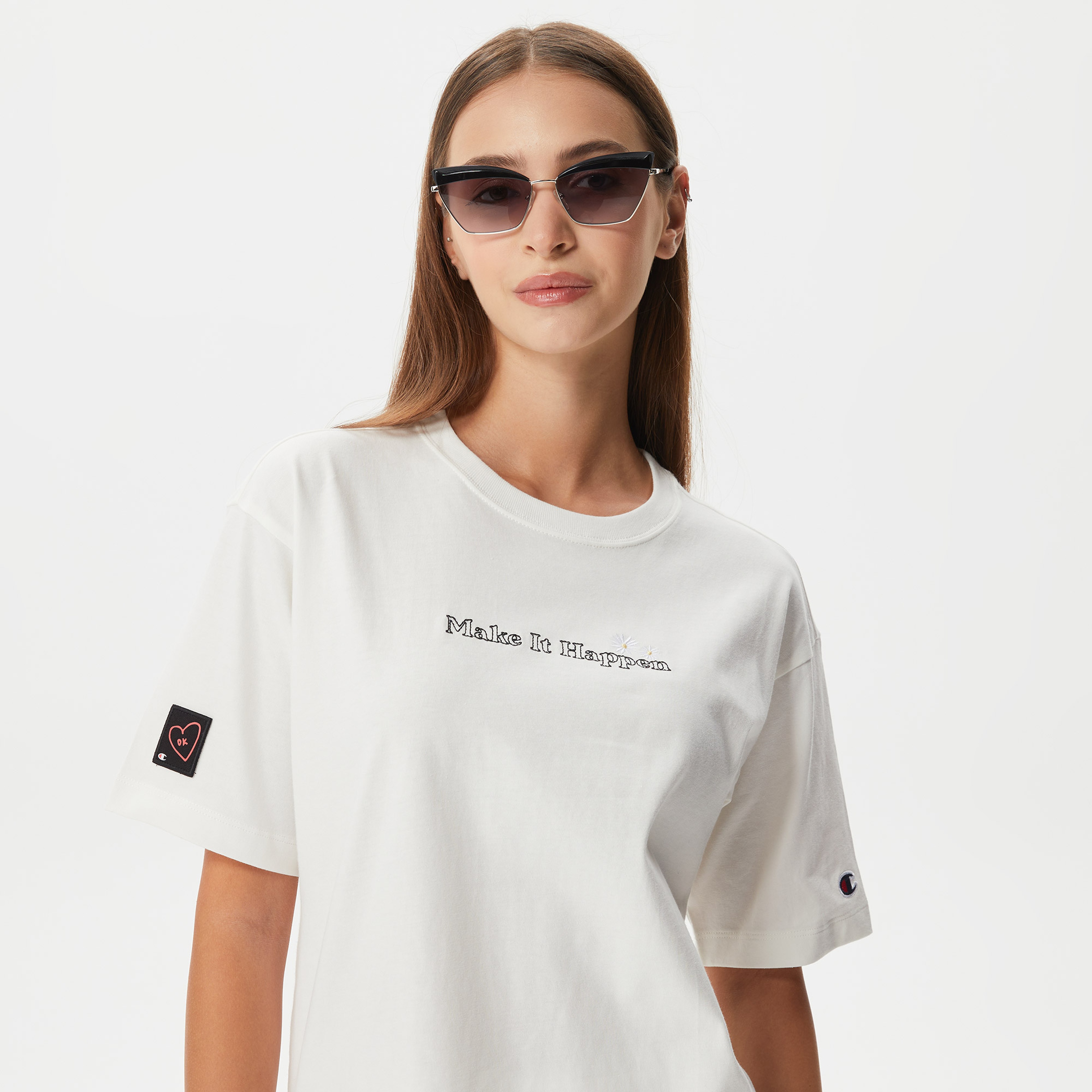 Champion Crewneck Kadın Beyaz T-Shirt