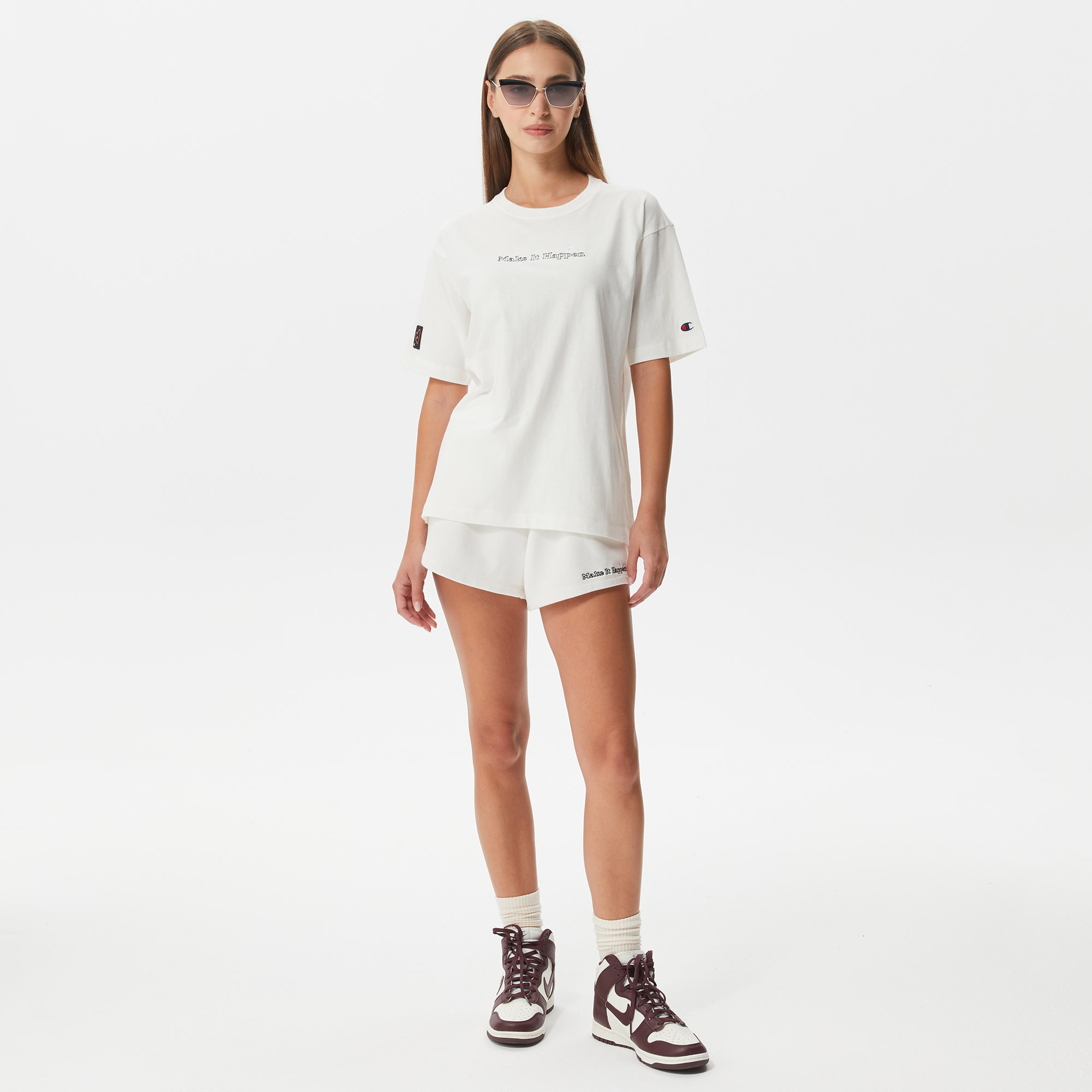 Champion Crewneck Kadın Beyaz T-Shirt