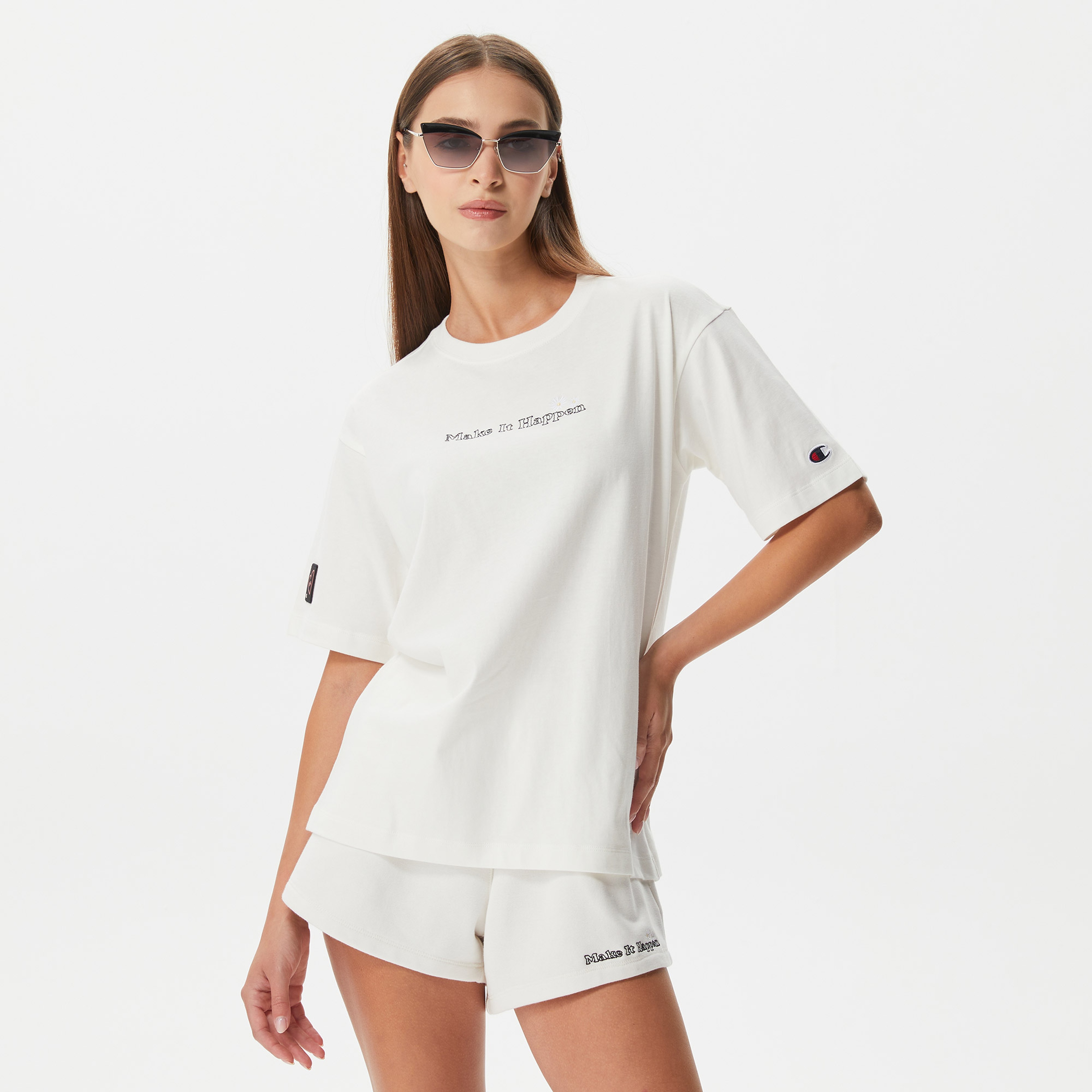 Champion Crewneck Kadın Beyaz T-Shirt