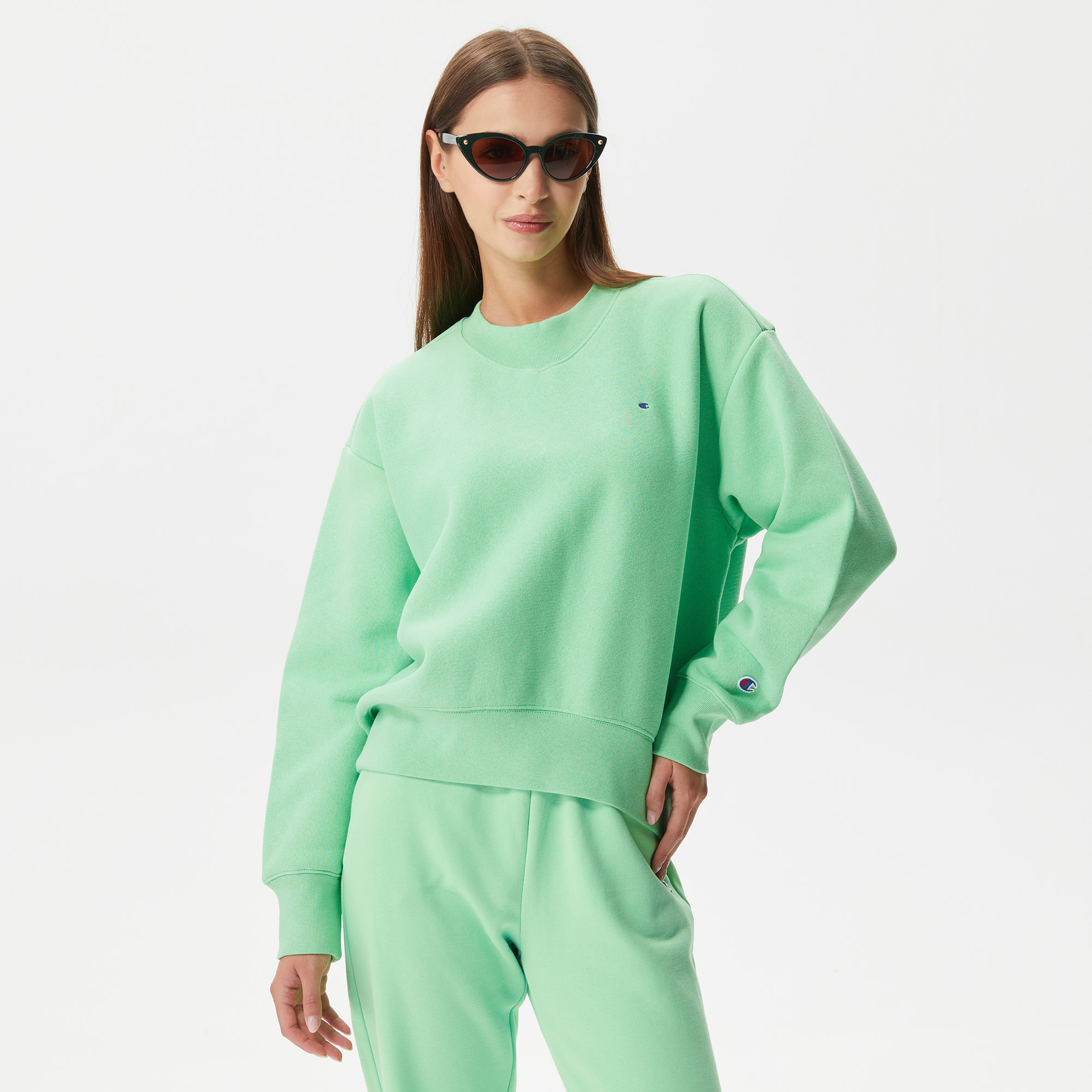 Champion Crewneck Kadın Yeşil Sweatshirt