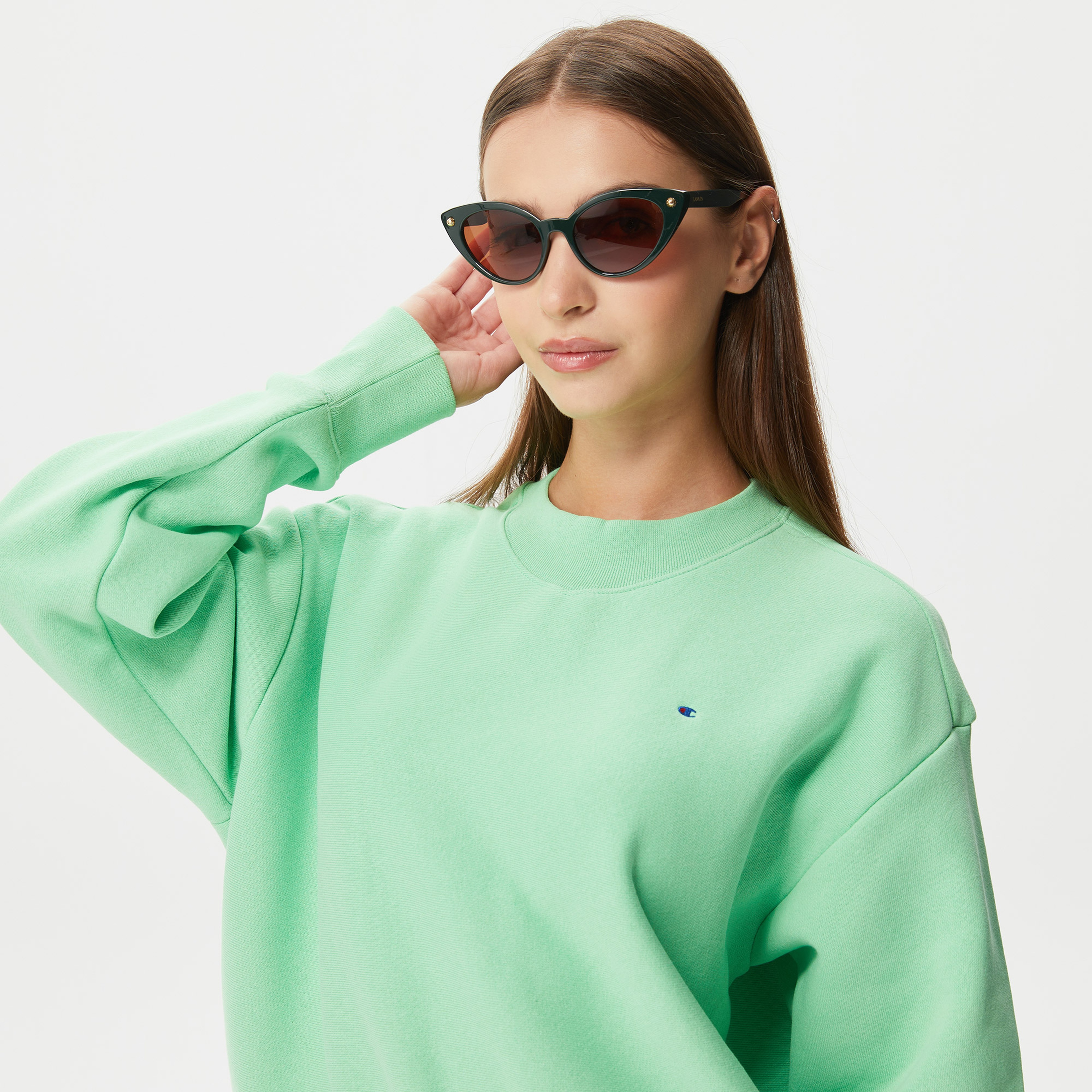 Champion Crewneck Kadın Yeşil Sweatshirt