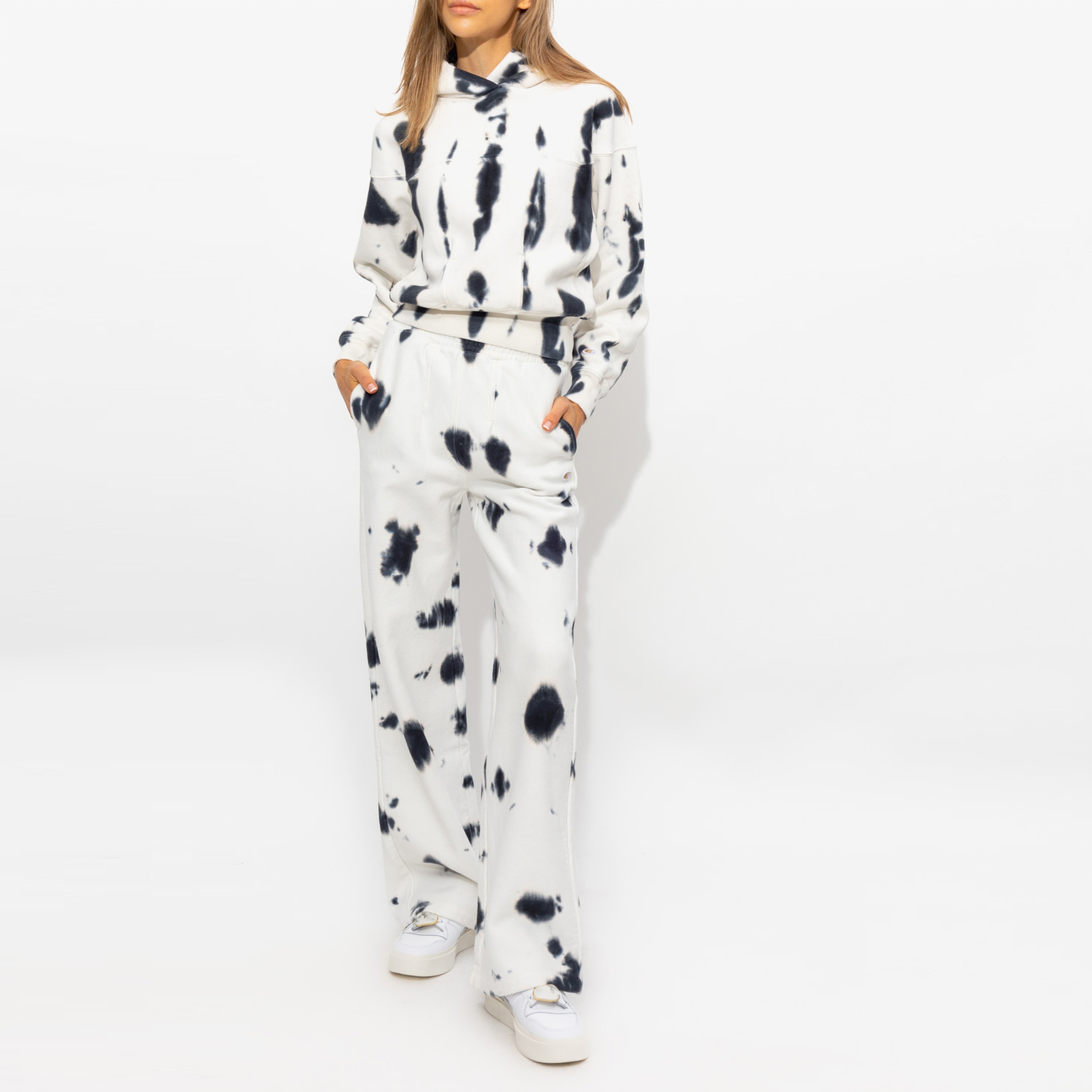 Champion Tie-Dye Long-Sleeve Kadın Beyaz Hoodie