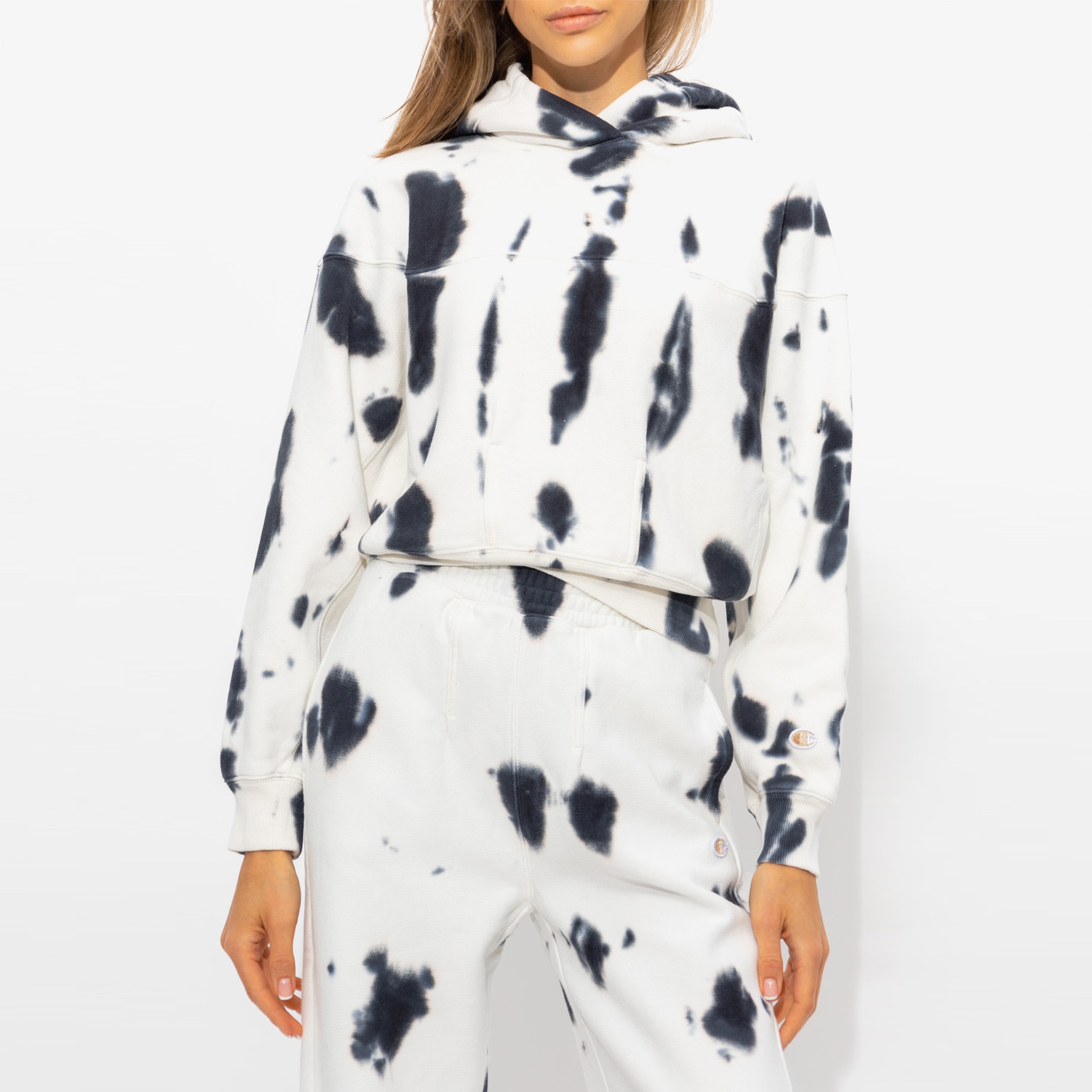 Champion Tie-Dye Long-Sleeve Kadın Beyaz Hoodie