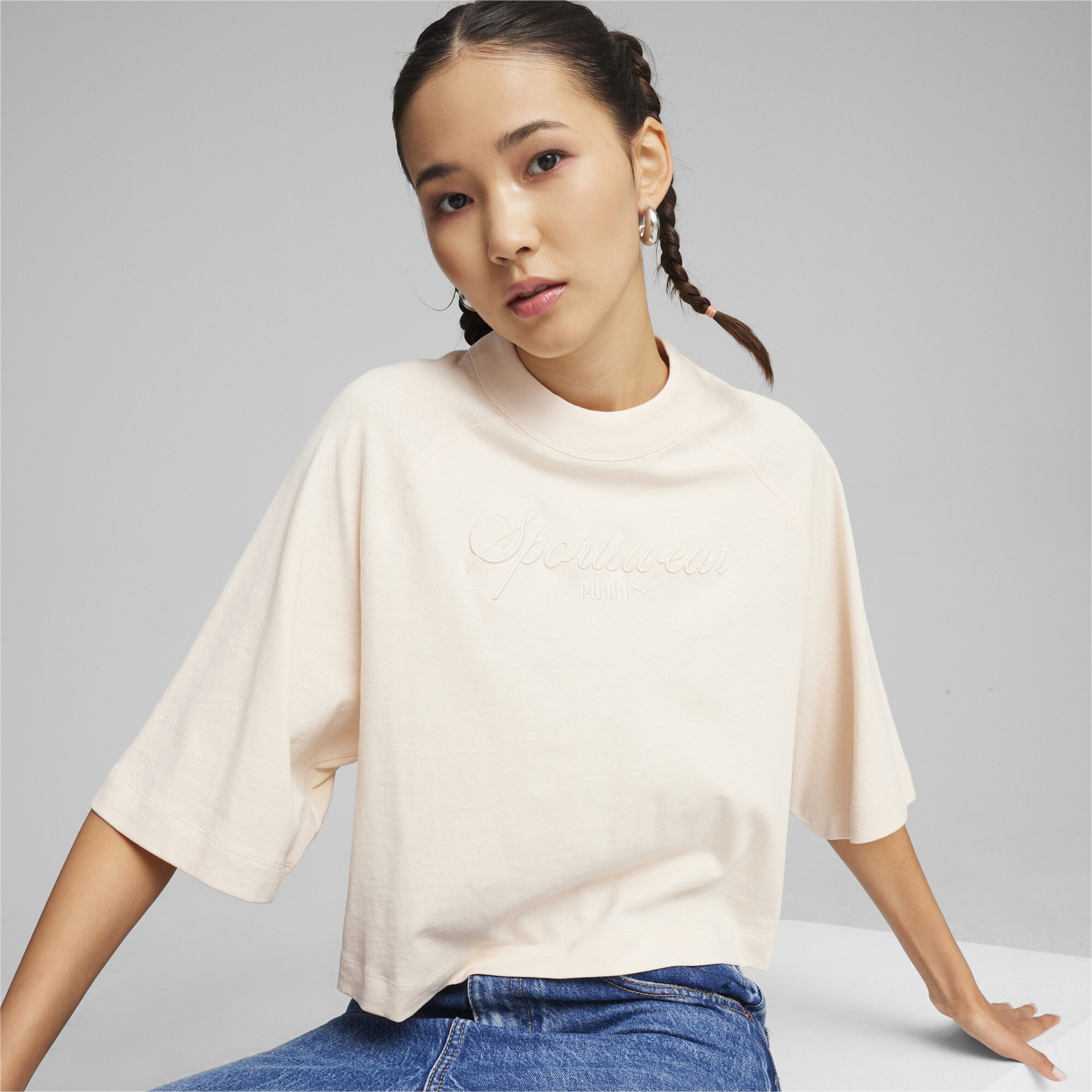 Puma Classics+ Oversized Kadın Pembe T-Shirt