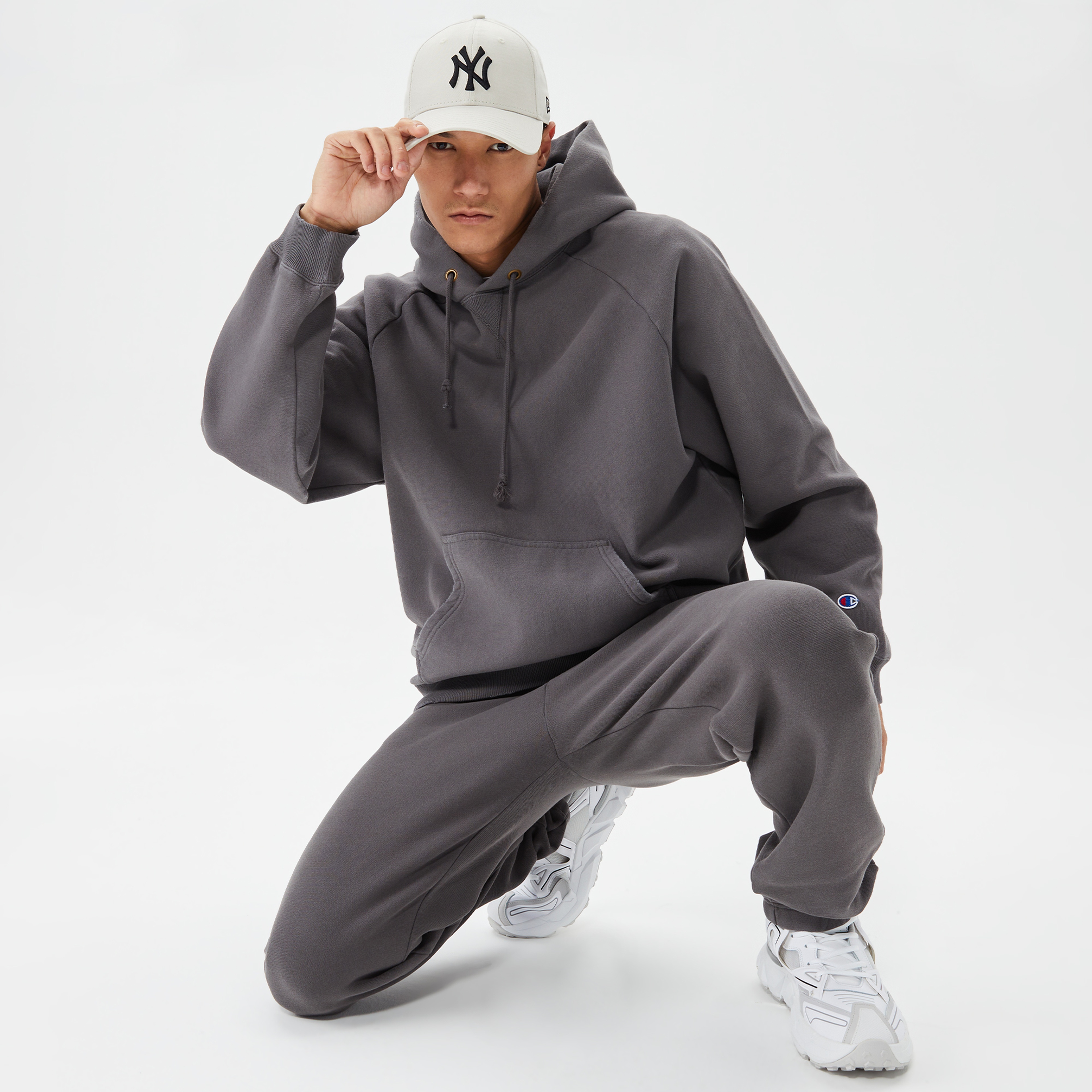 Champion Hooded Erkek Gri Hoodie