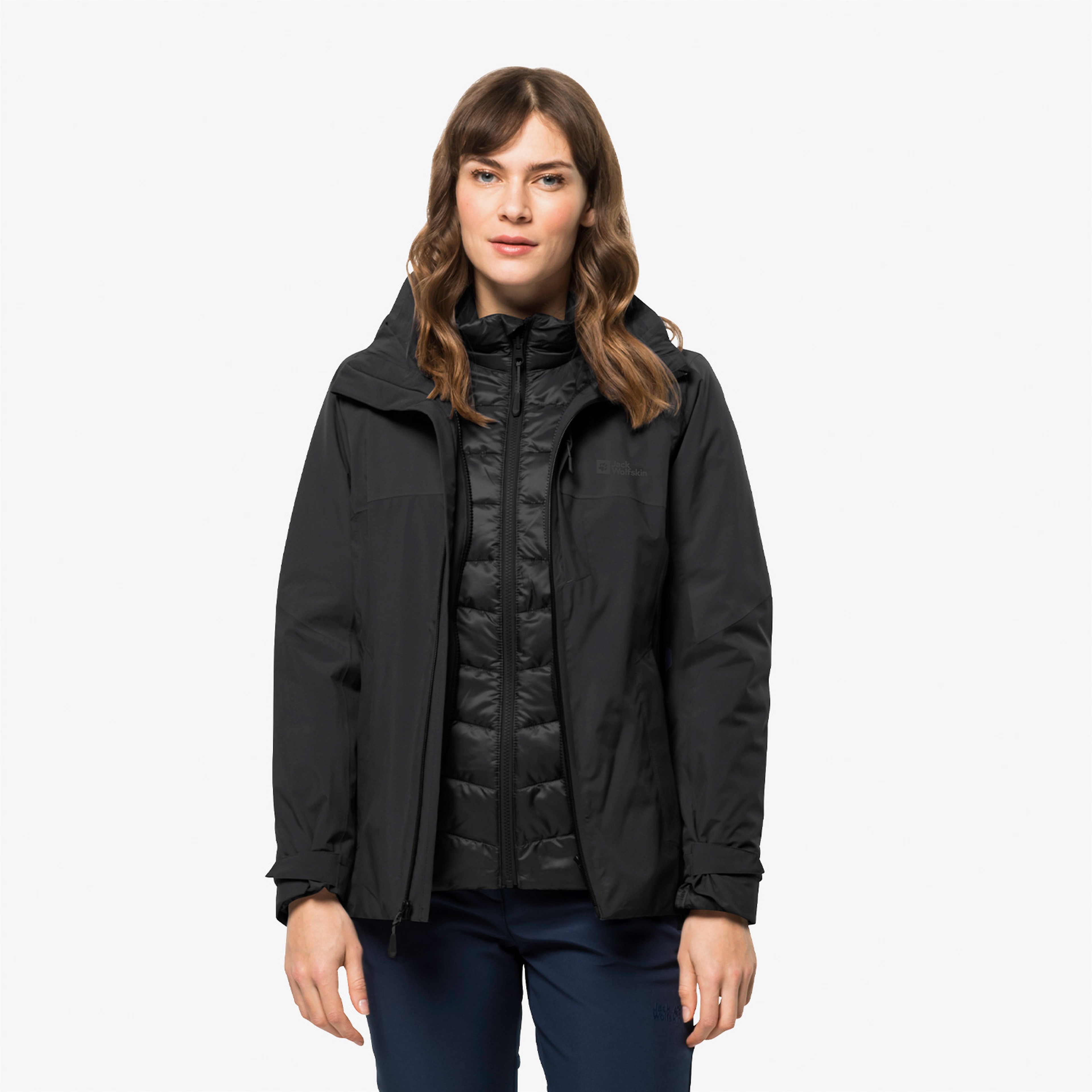 Jack Wolfskin Feldberg 3in1 Kadın Siyah Su Geçirmez Mont