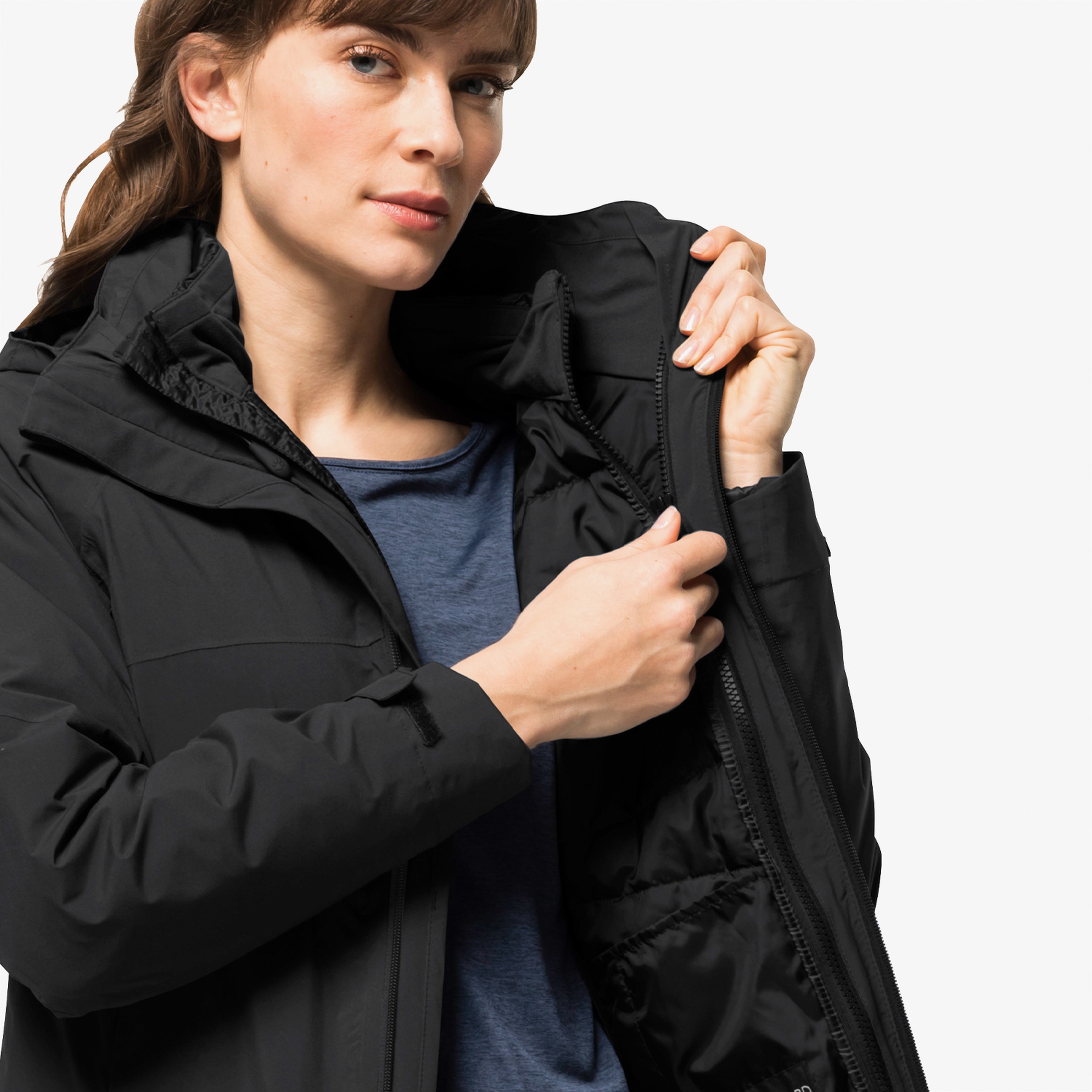 Jack Wolfskin Feldberg 3in1 Kadın Siyah Su Geçirmez Mont