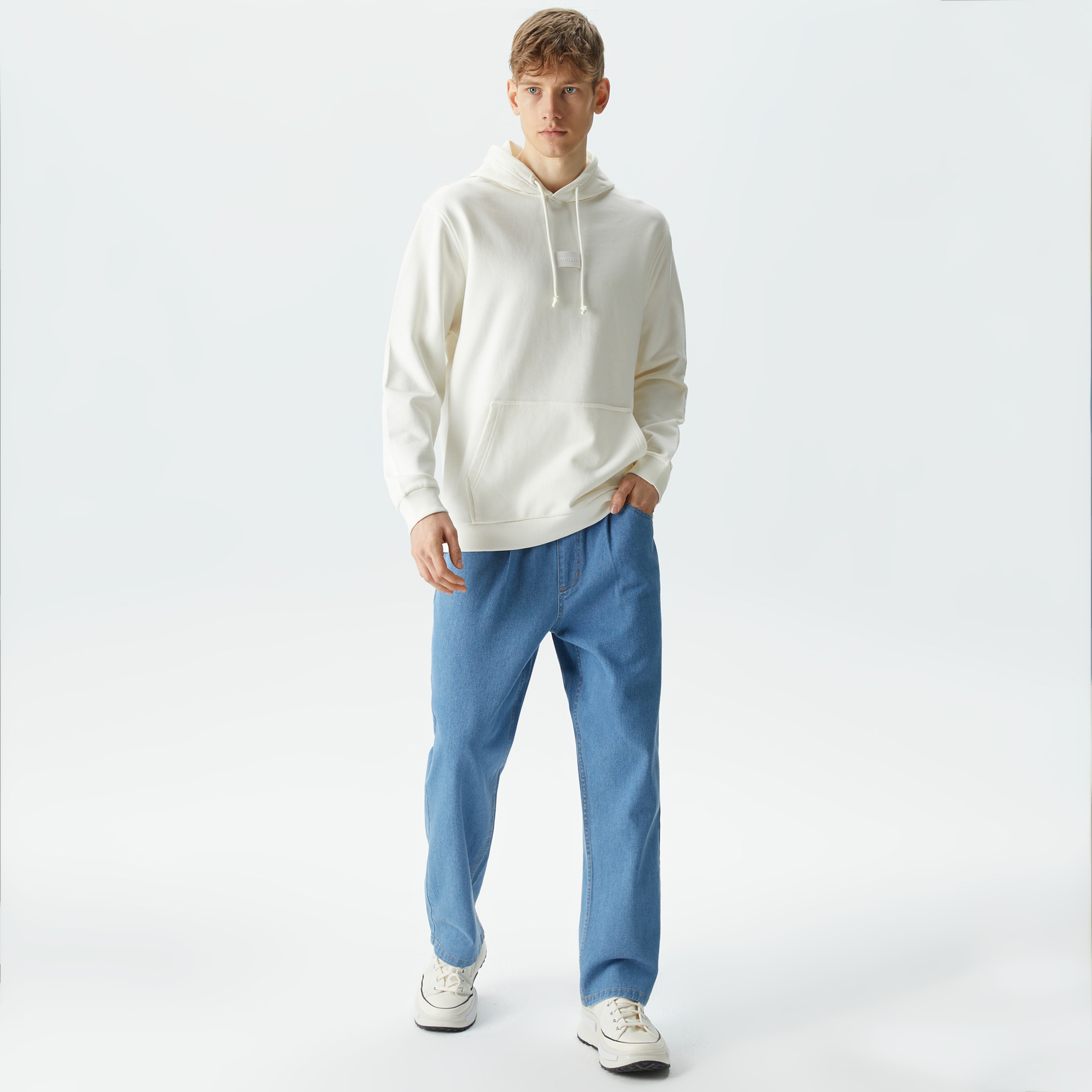 UNITED4 Erkek Beyaz Sweatshirt