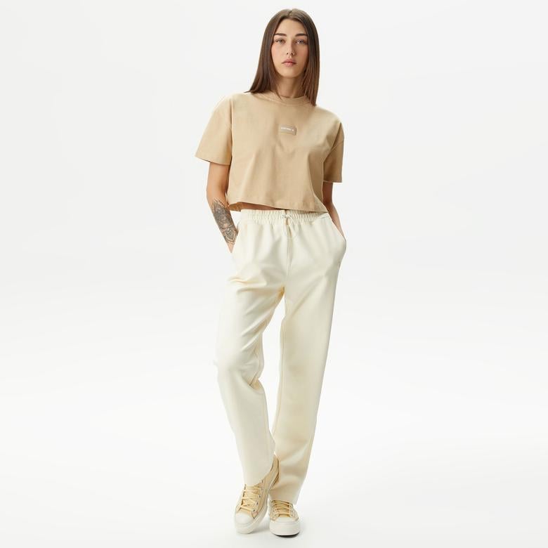 UNITED4 Kadın Krem Crop T-Shirt