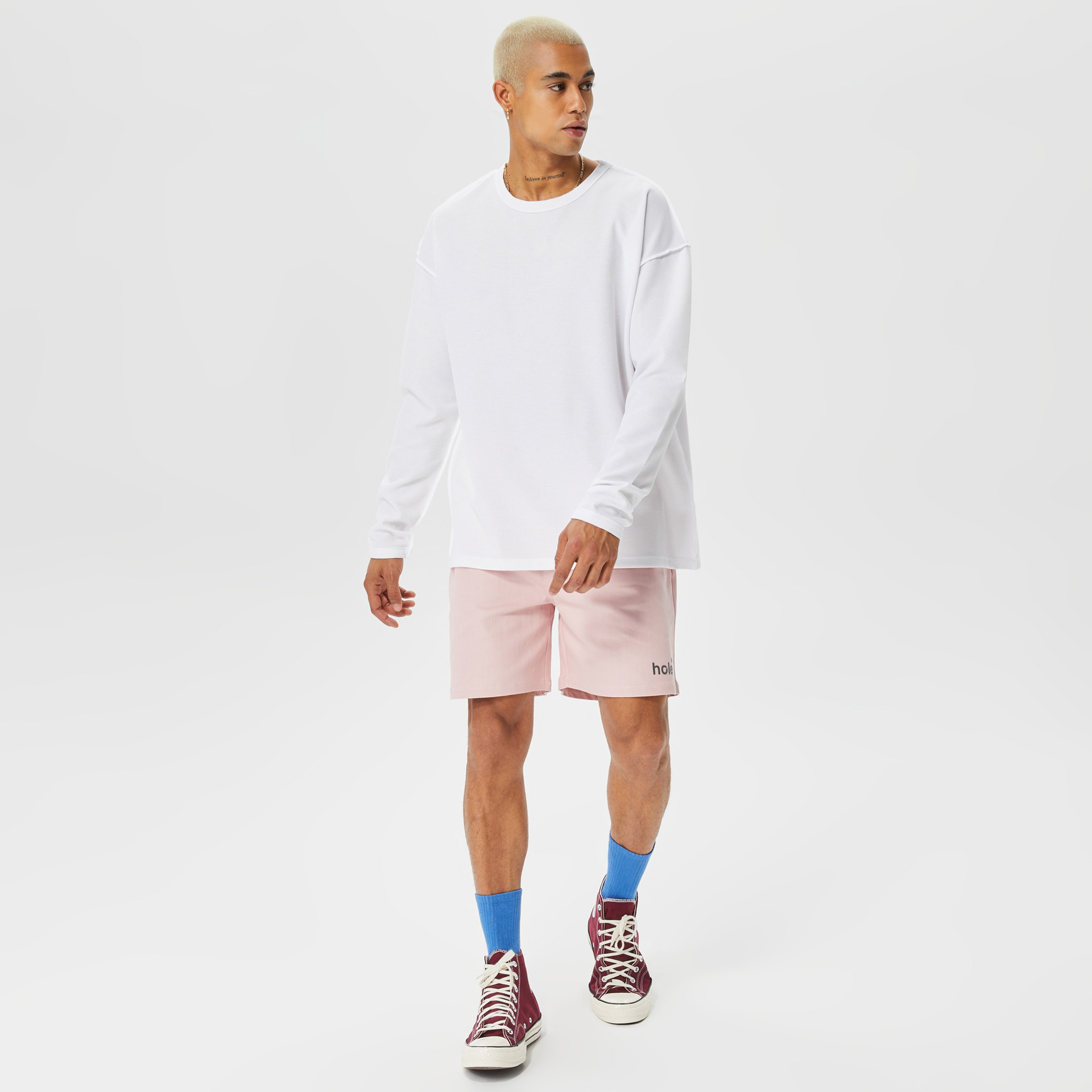 Holeacademie Essentials Erkek Beyaz Sweatshirt