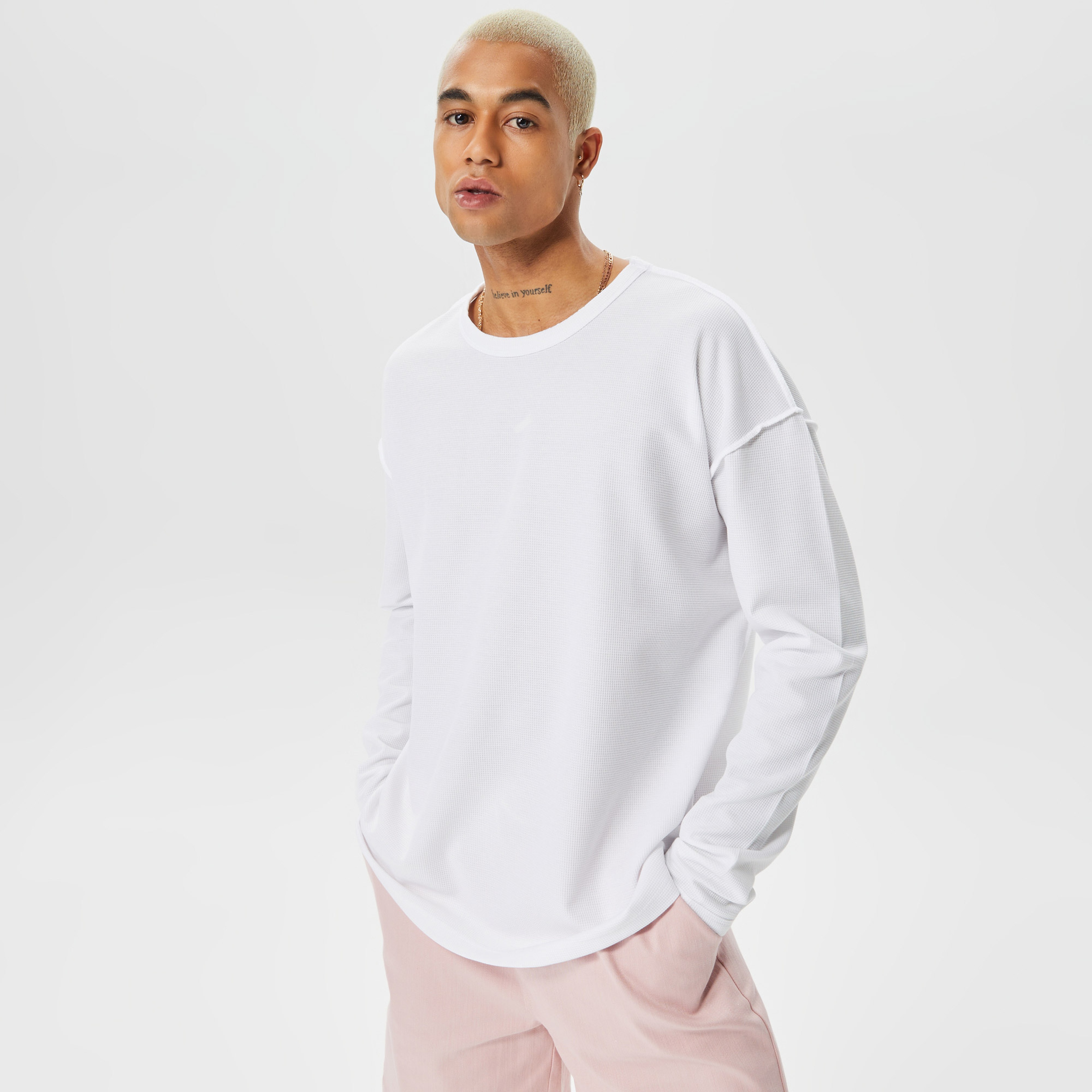 Holeacademie Essentials Erkek Beyaz Sweatshirt