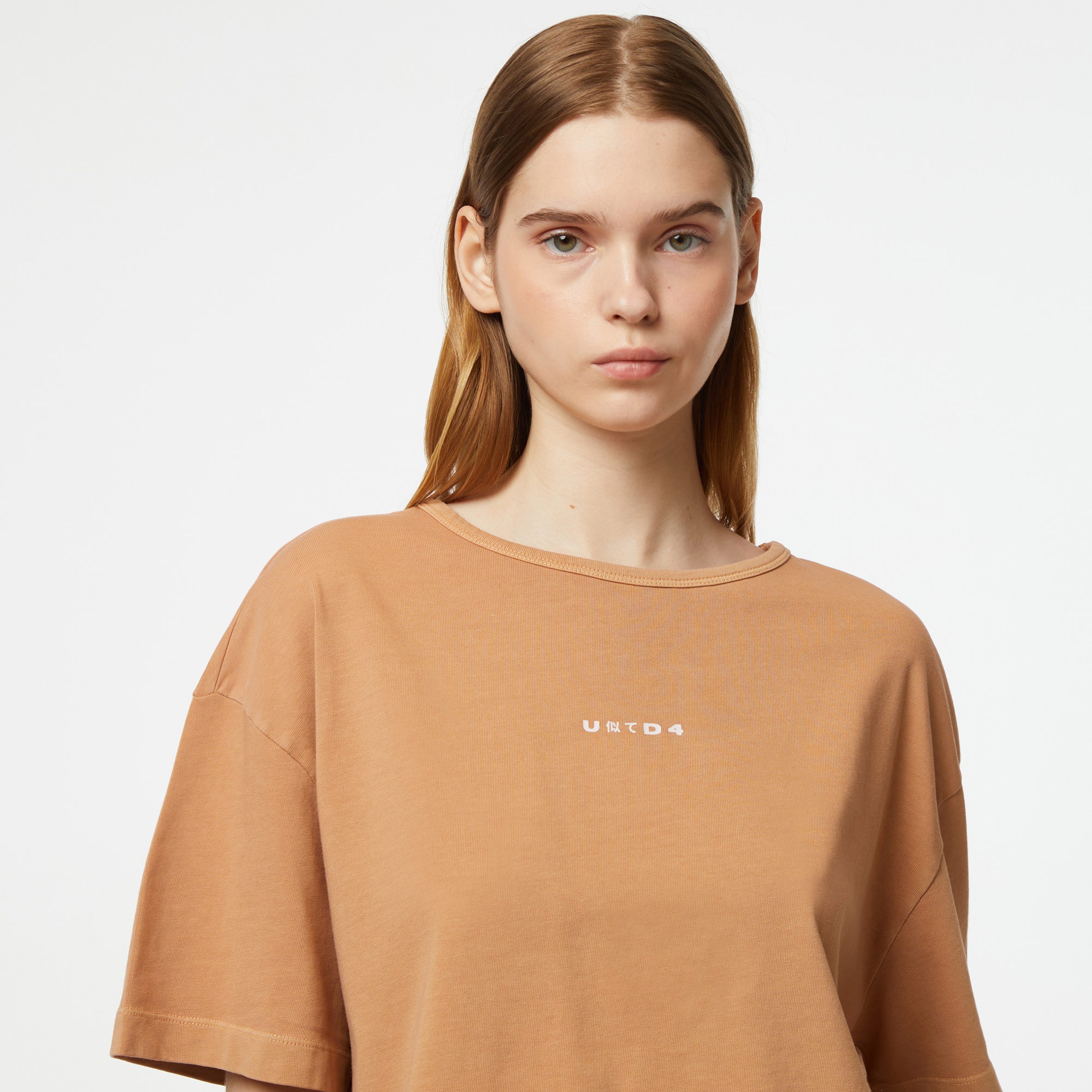 UNITED4 Kadın Kahverengi Crop T-Shirt