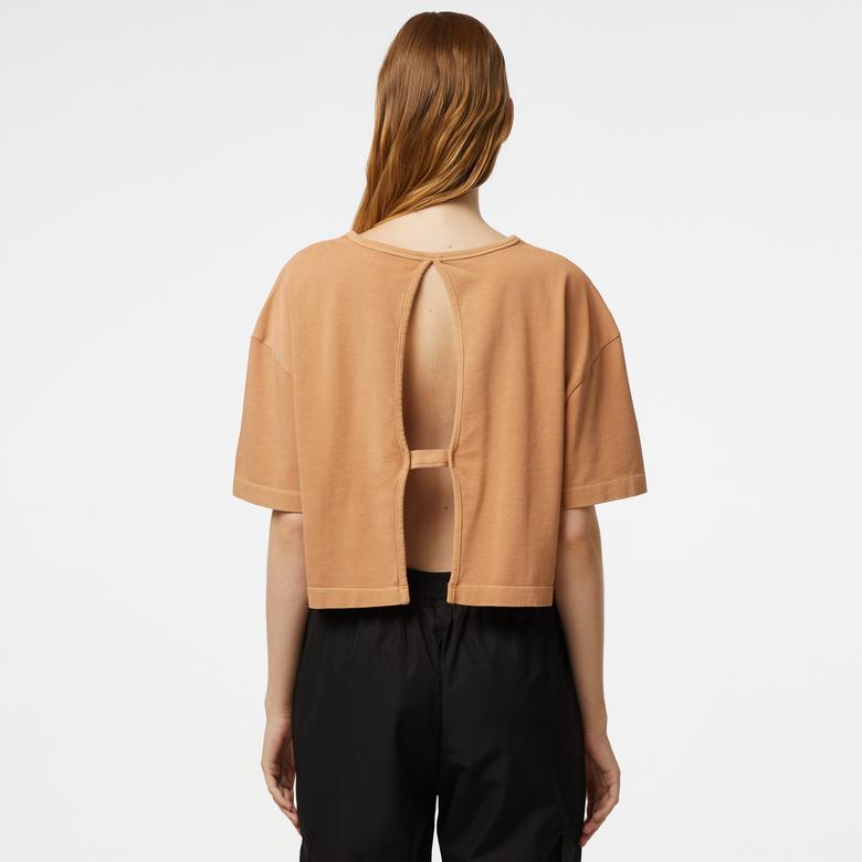 UNITED4 Kadın Kahverengi Crop T-Shirt