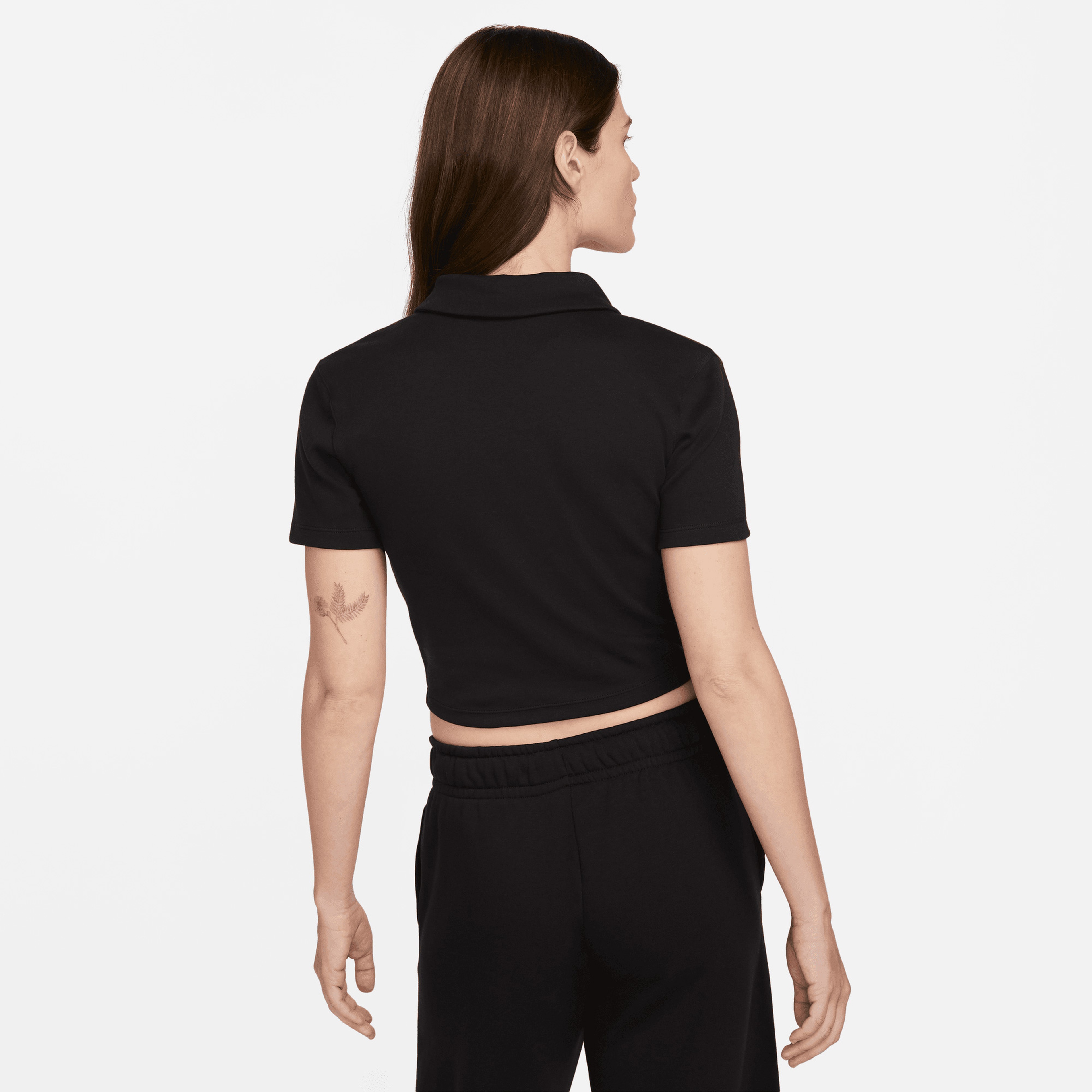 Nike Sportswear Essential Kadın Siyah Polo Crop T-Shirt
