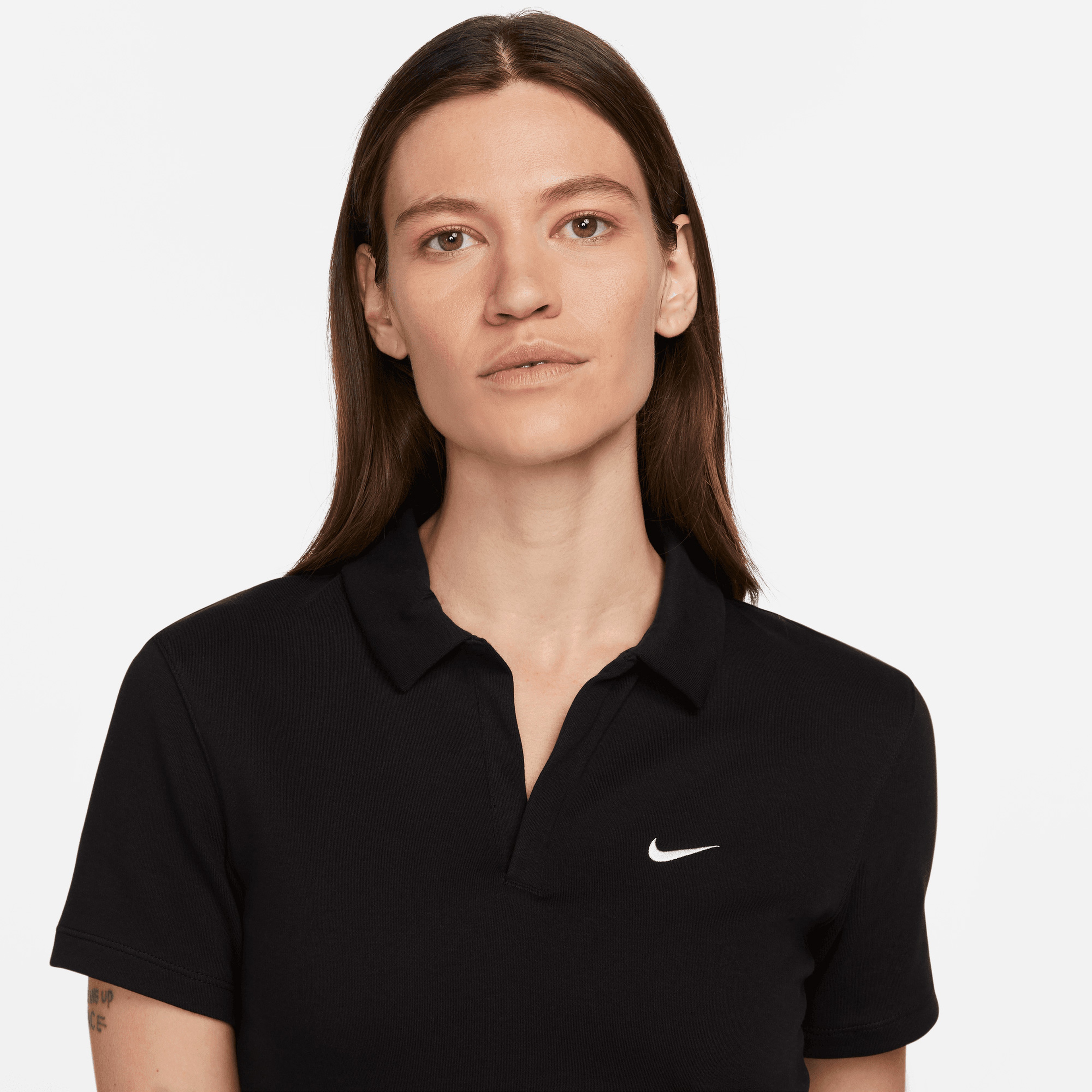 Nike Sportswear Essential Kadın Siyah Polo Crop T-Shirt