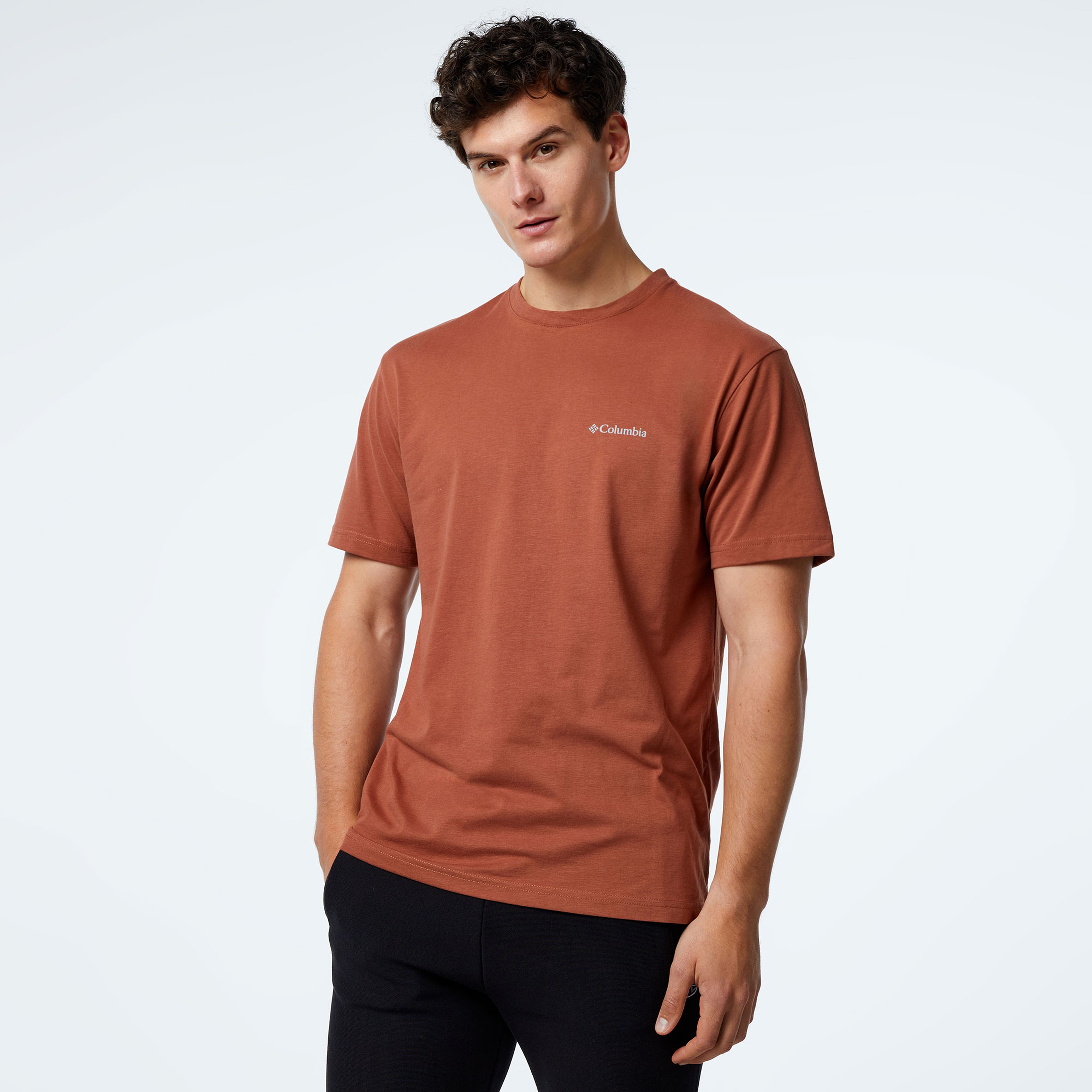 Columbia CSC M Basic Logo Erkek Kahverengi Günlük T-Shirt