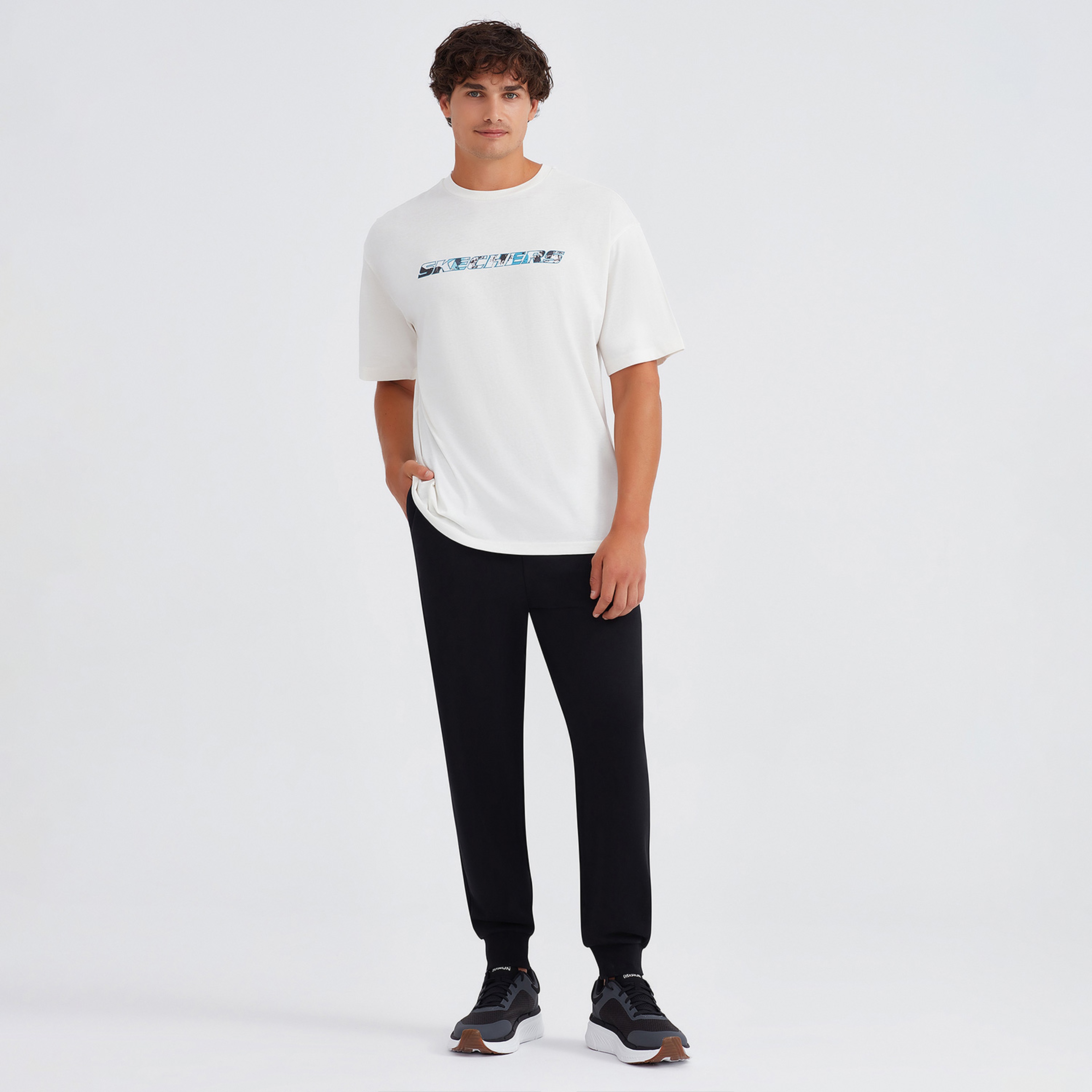 Skechers Graphic Crew Neck Erkek Beyaz Günlük T-Shirt