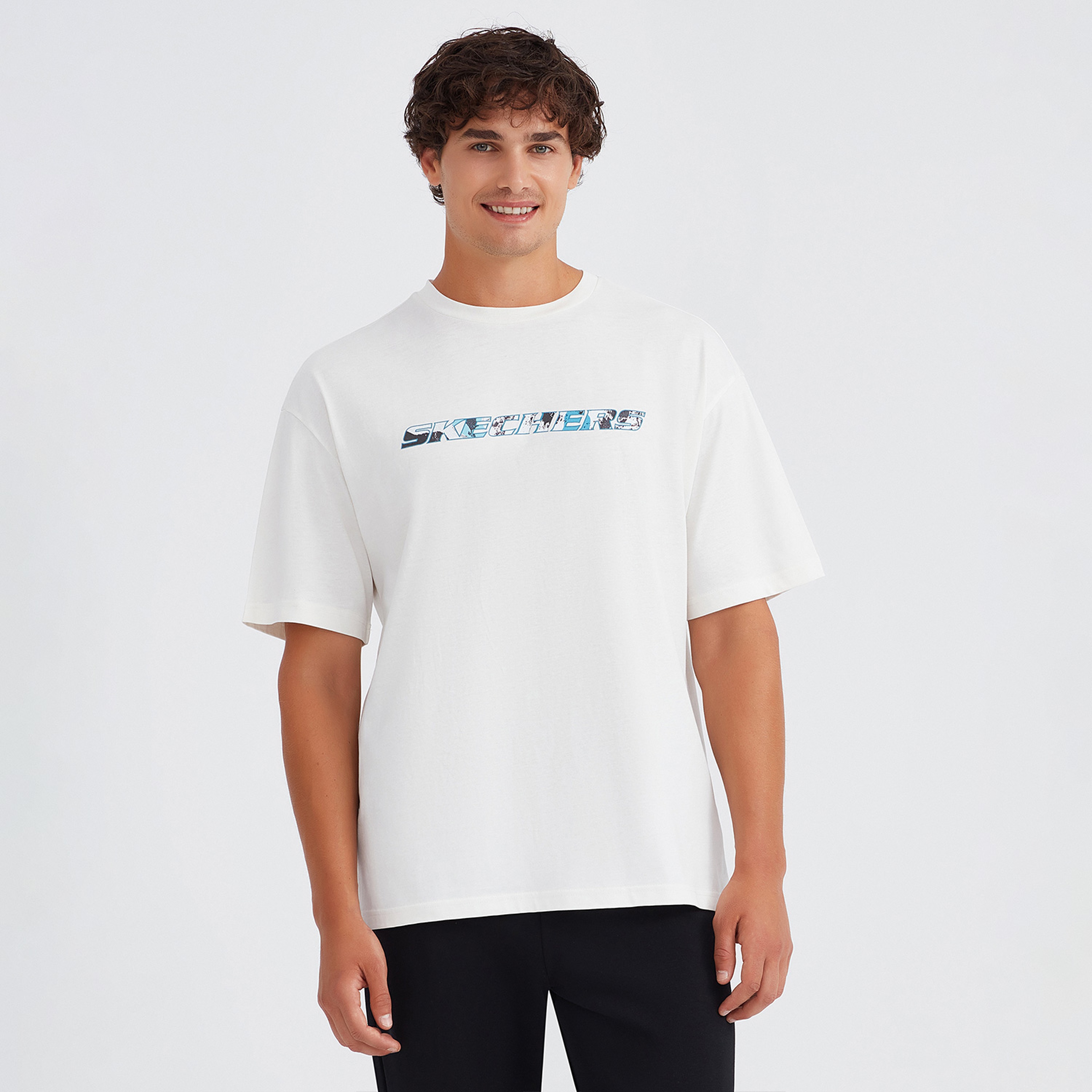 Skechers Graphic Crew Neck Erkek Beyaz Günlük T-Shirt