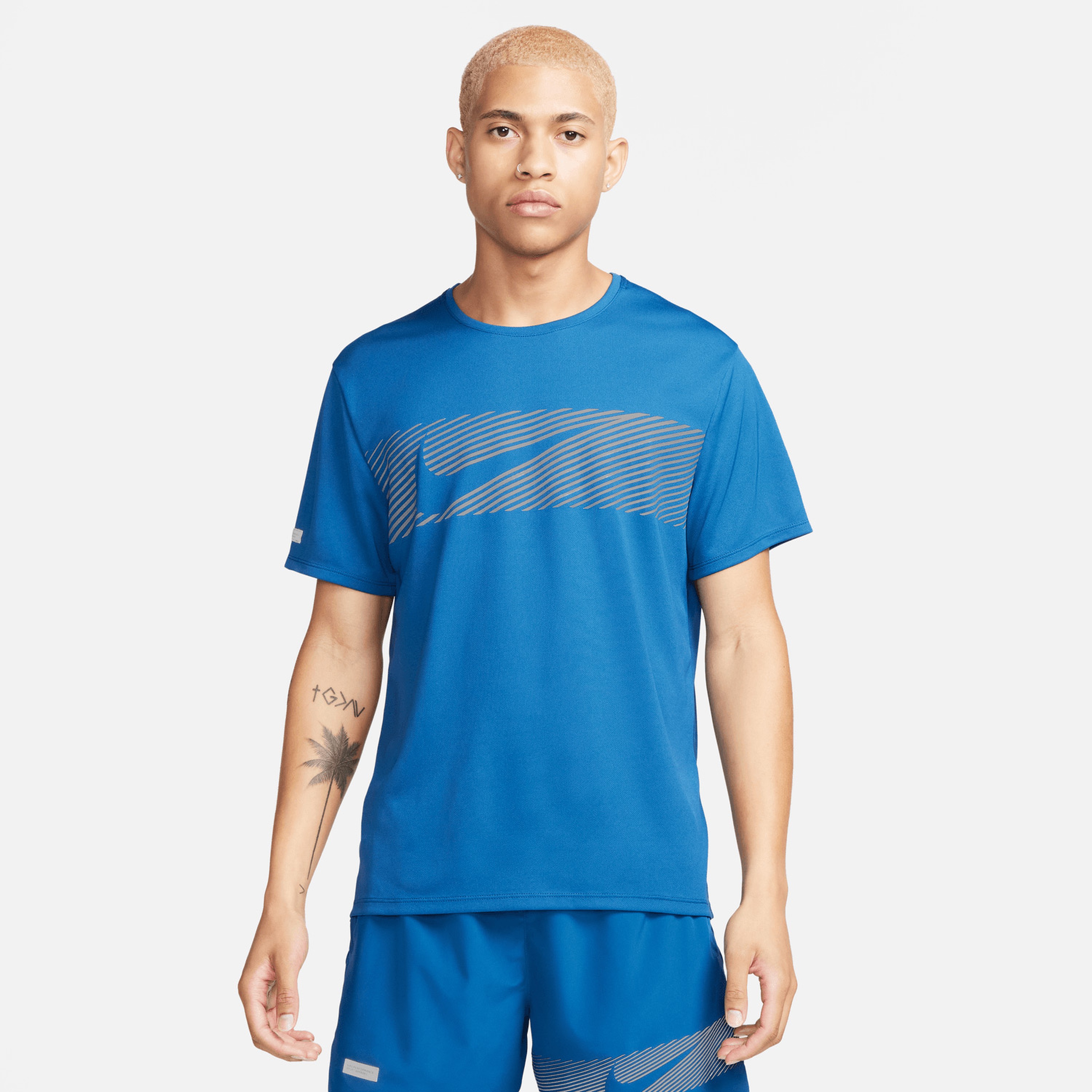 Nike Miler Flash Dri-Fit UV Erkek Mavi Günlük T-Shirt