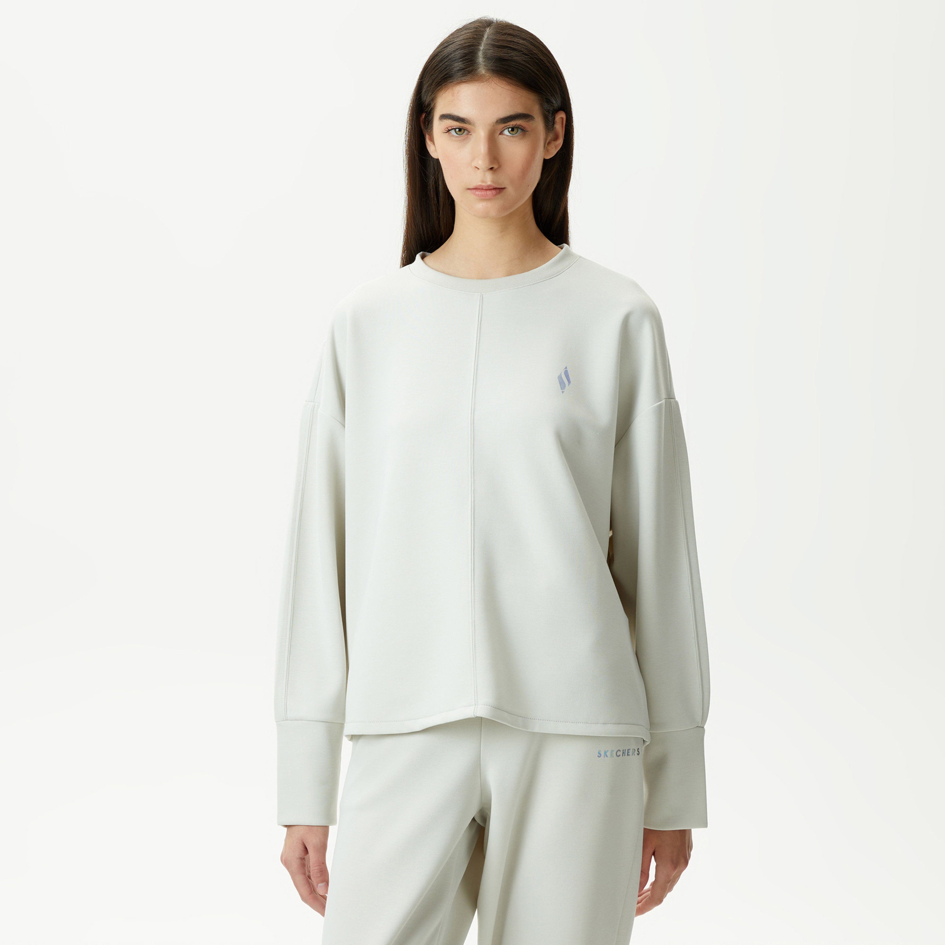 Skechers Soft Touch W Crew Neck Kadın Gri Günlük Sweatshirt