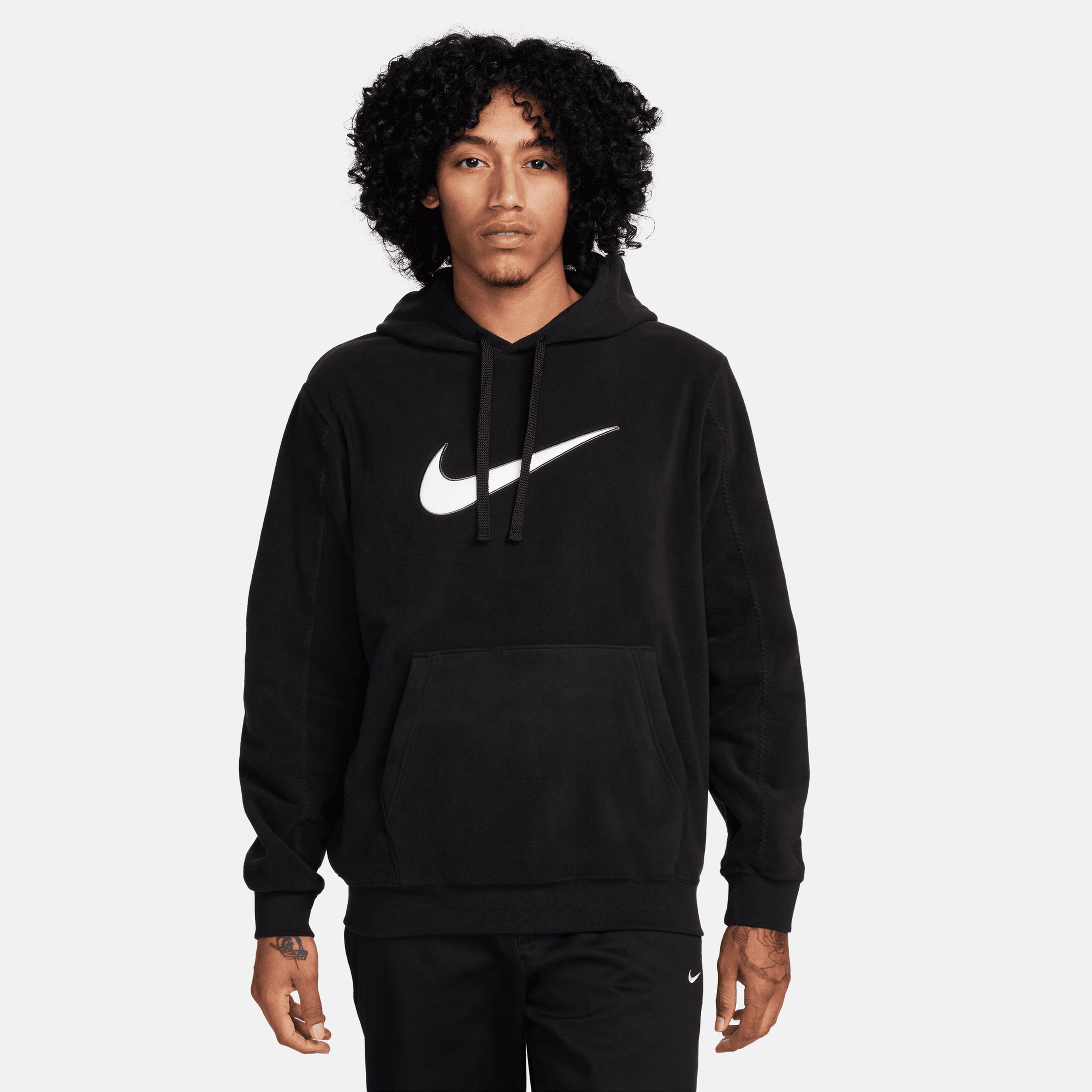 Nike Sportswear Hoodie Polar Fleece Erkek Siyah Günlük Sweatshirt