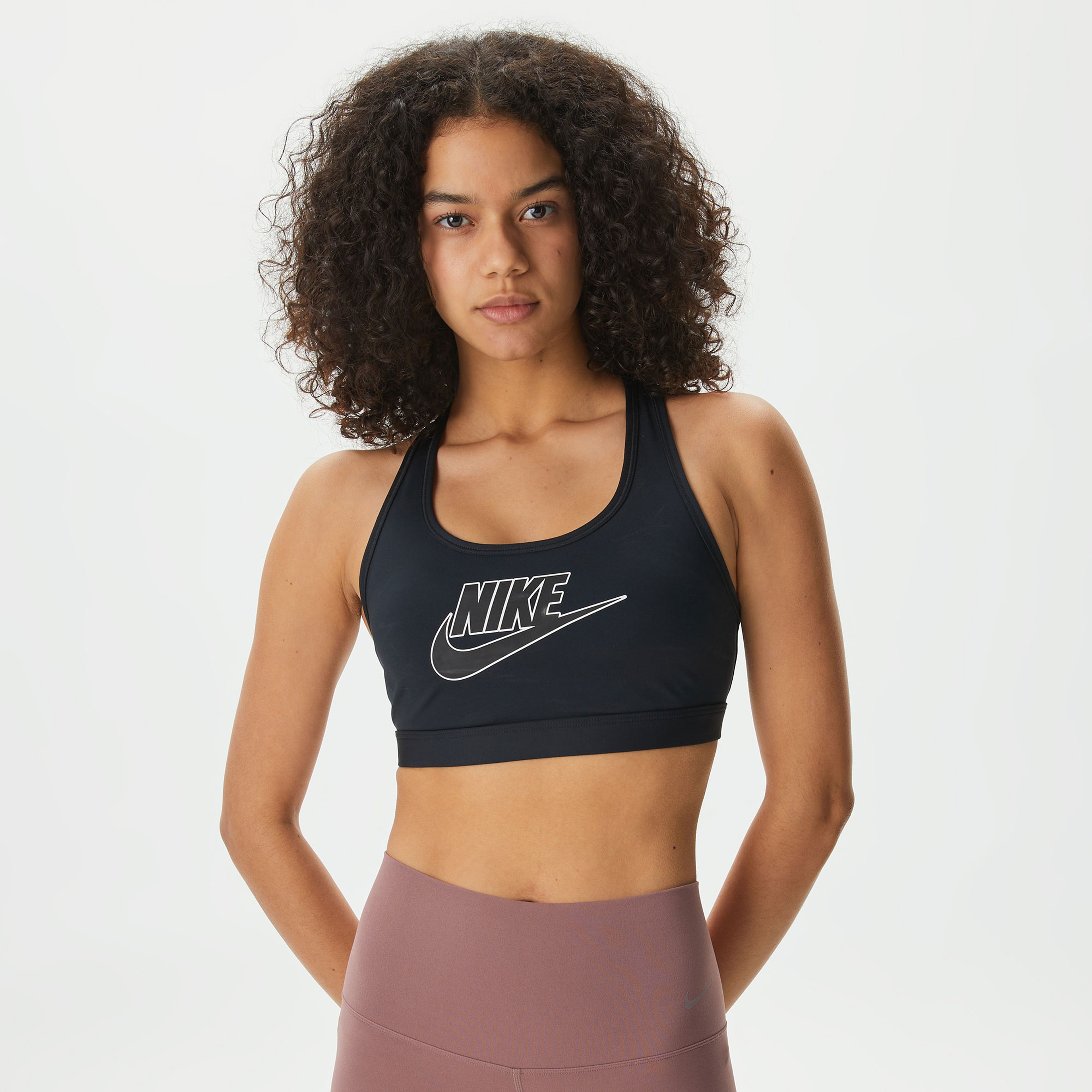 Nike Swoosh Futura Kadın Siyah Antrenman Bra