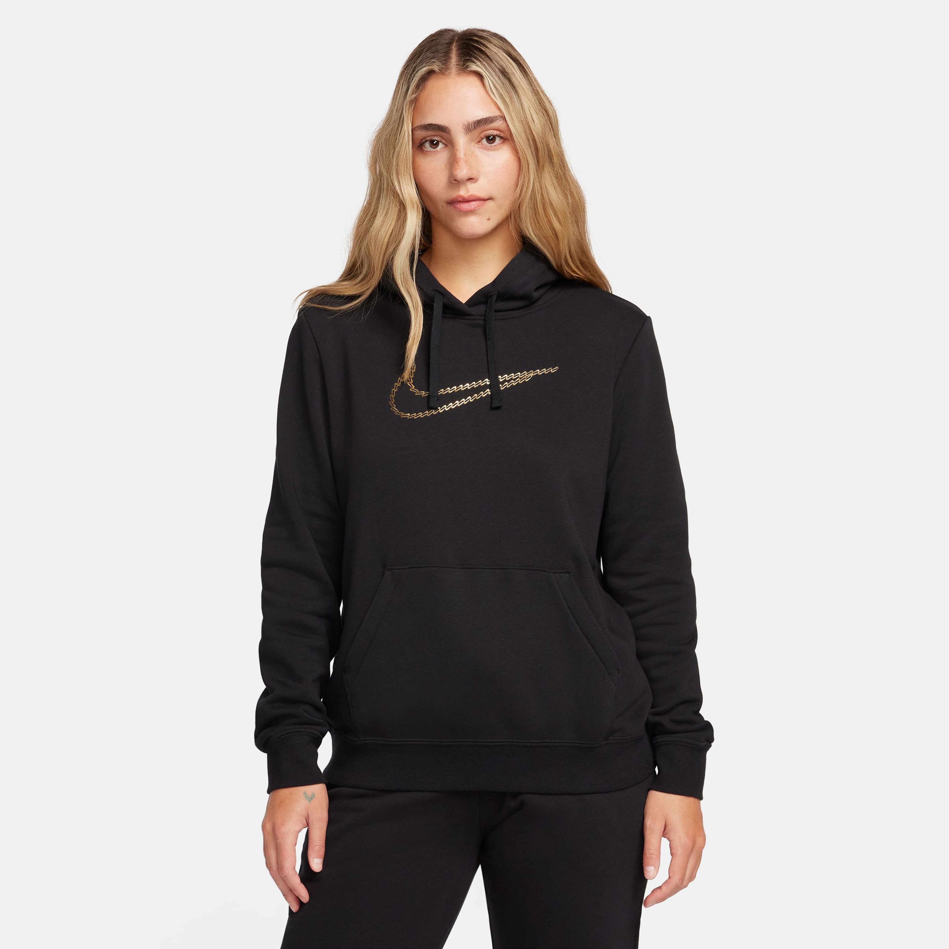 Nike Sportswear Club Fleece Shine Os Pullover Kadın Siyah Günlük Sweatshirt