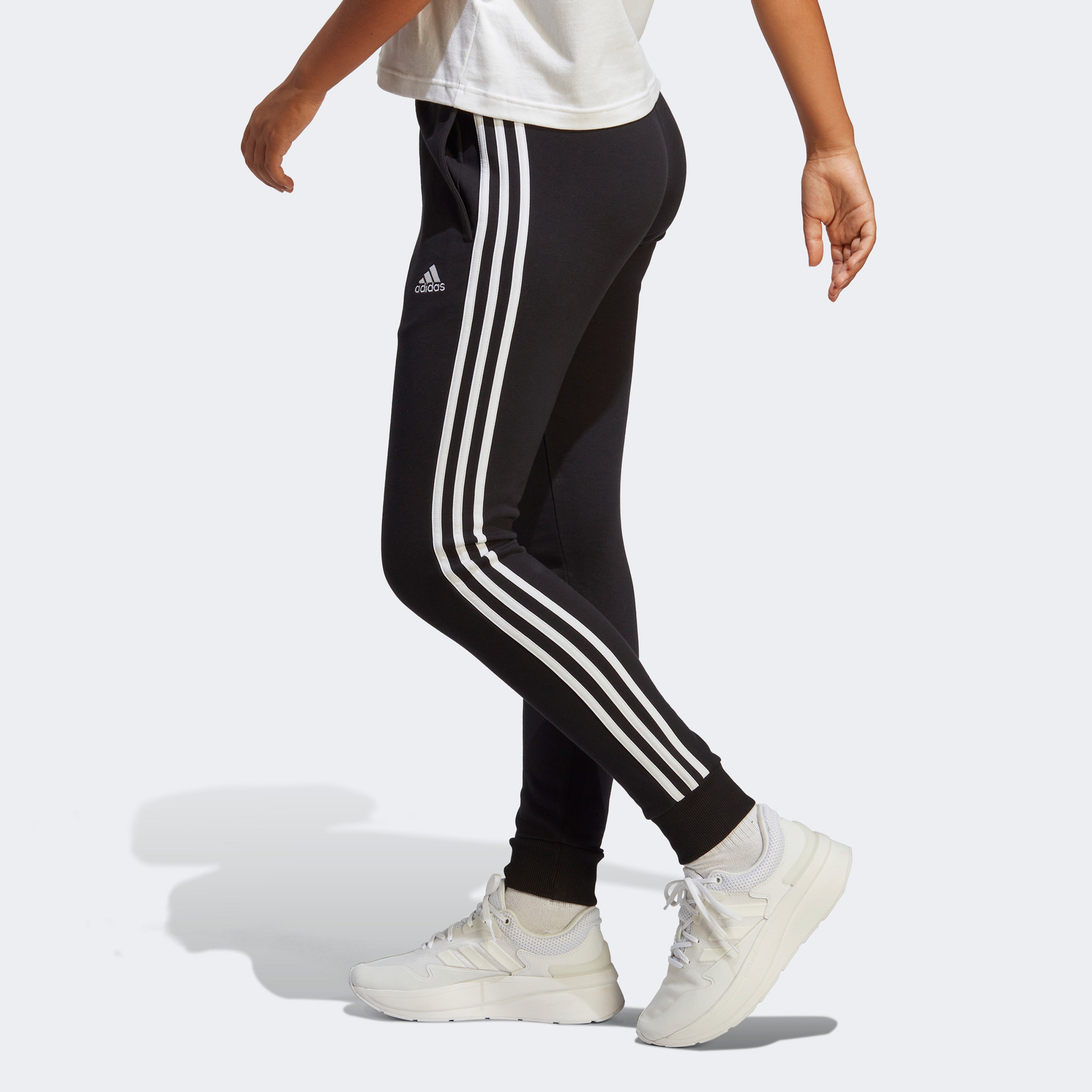 adidas Essentials 3-Stripes French Terry Cuffed Kadın Siyah Günlük Eşofman Altı