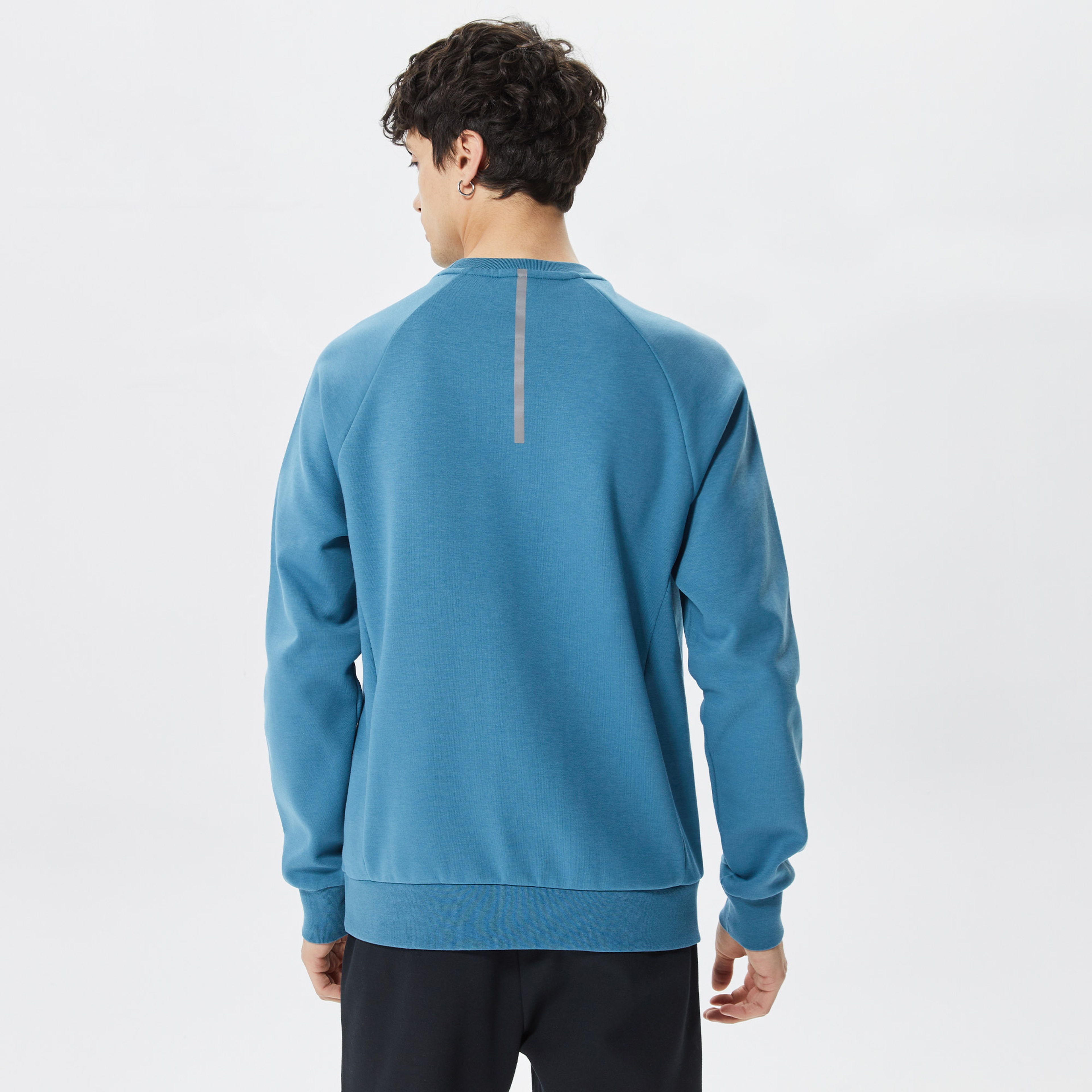 Skechers Printed Crew Neck Erkek Mavi Günlük Sweatshirt