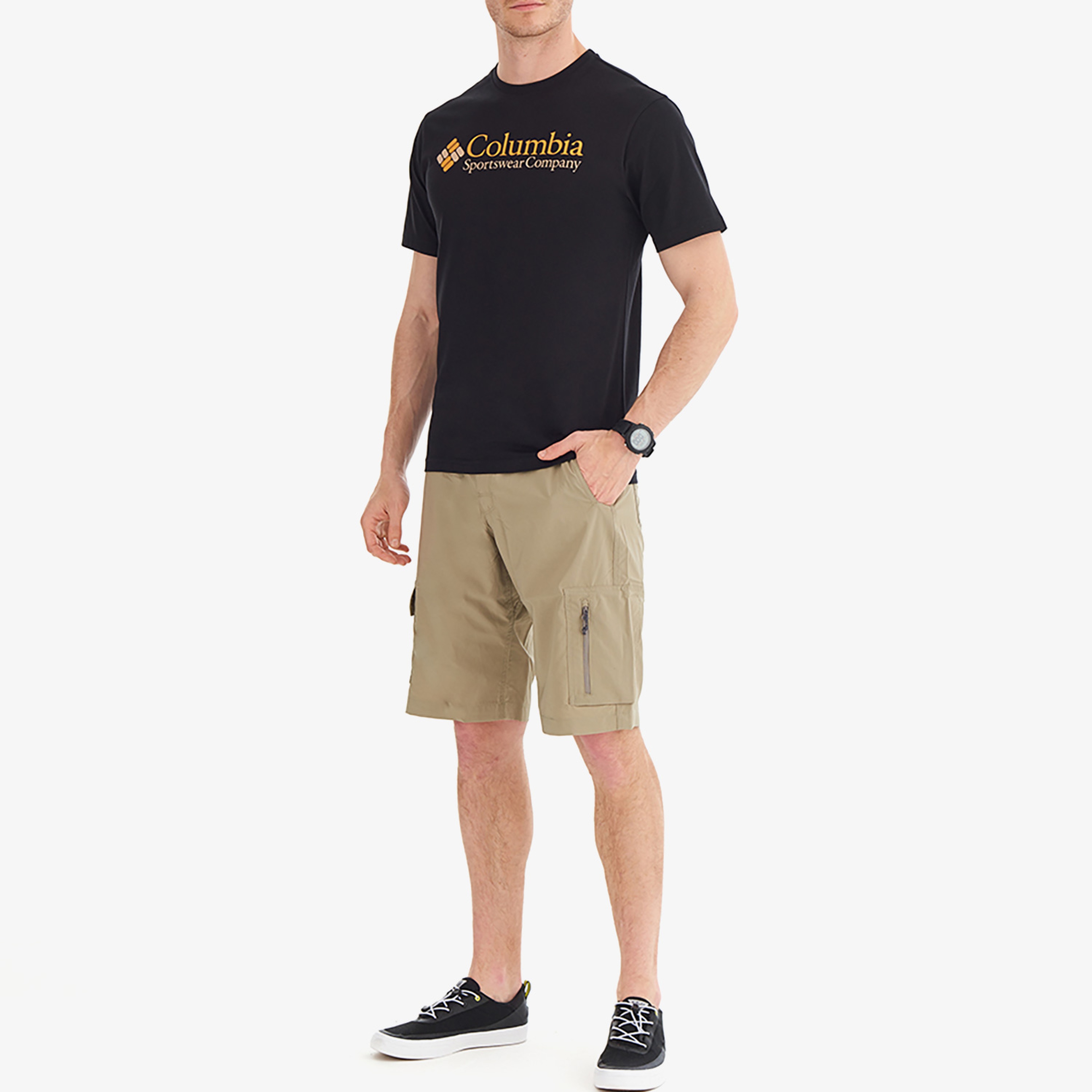 Columbia Retro Logo Erkek Siyah Günlük T-Shirt