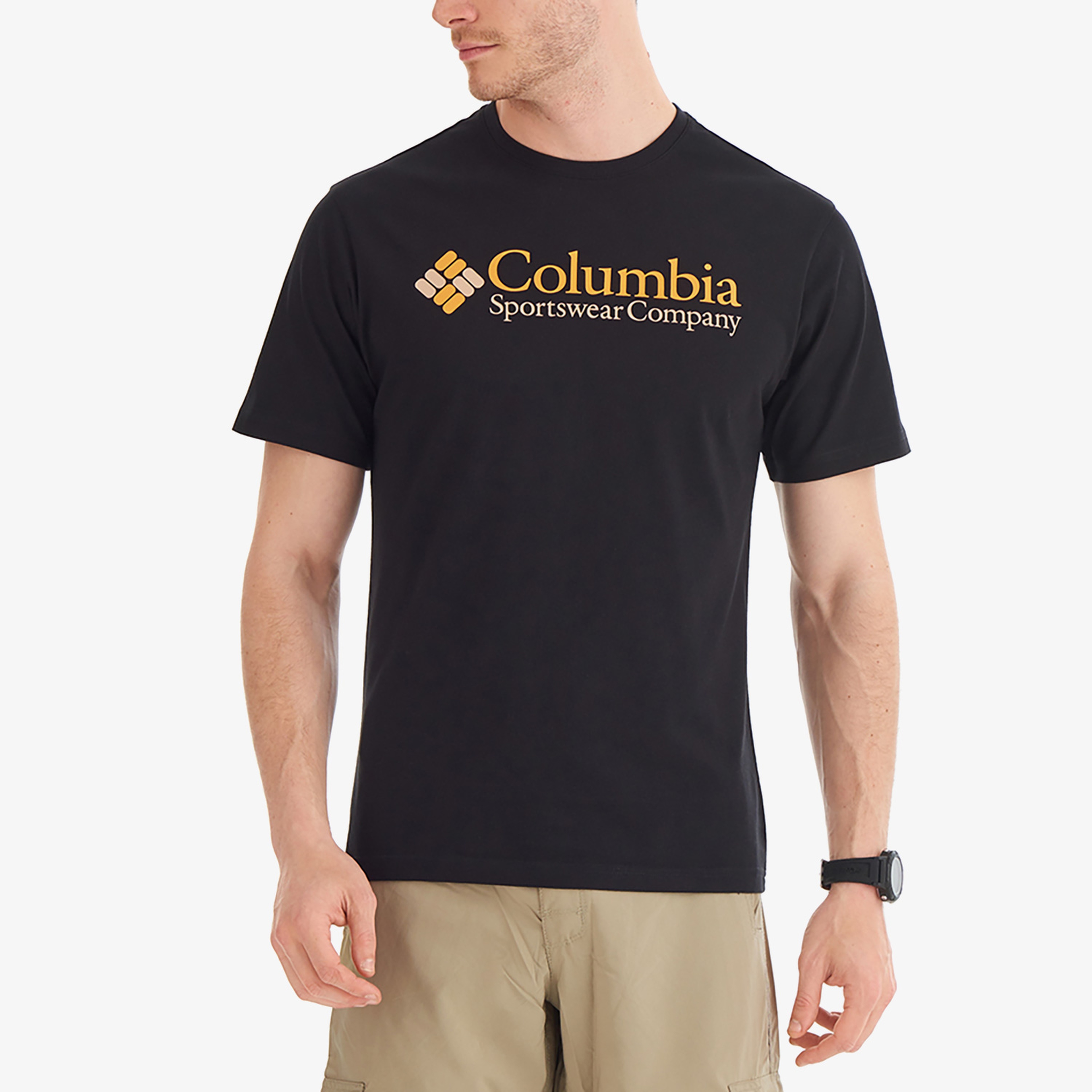 Columbia Retro Logo Erkek Siyah Günlük T-Shirt
