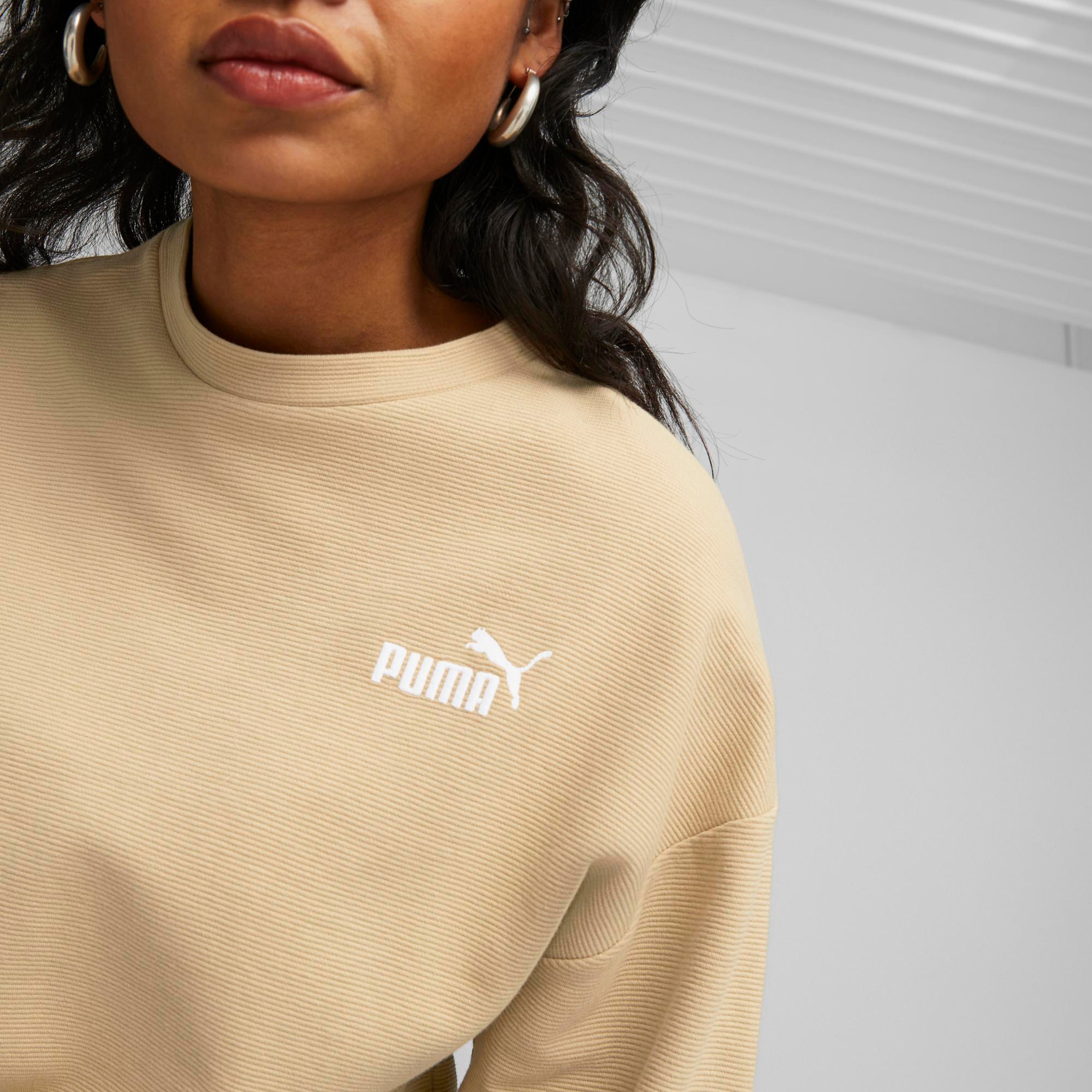 Puma Ess Elevated Crew Sand Kadın Bej Günlük Sweatshirt