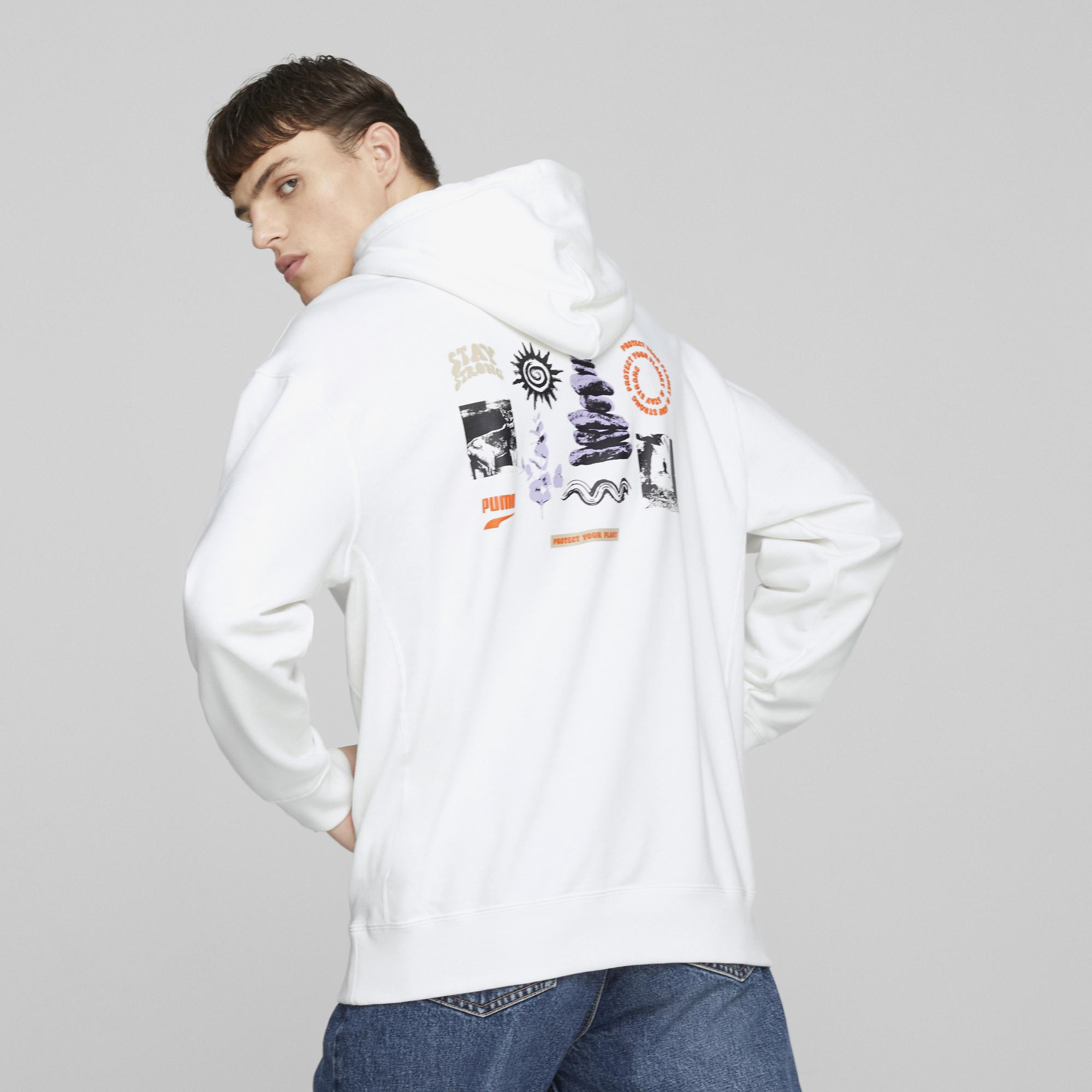 Puma DOWNTOWN Graphic Erkek Beyaz Günlük Sweatshirt