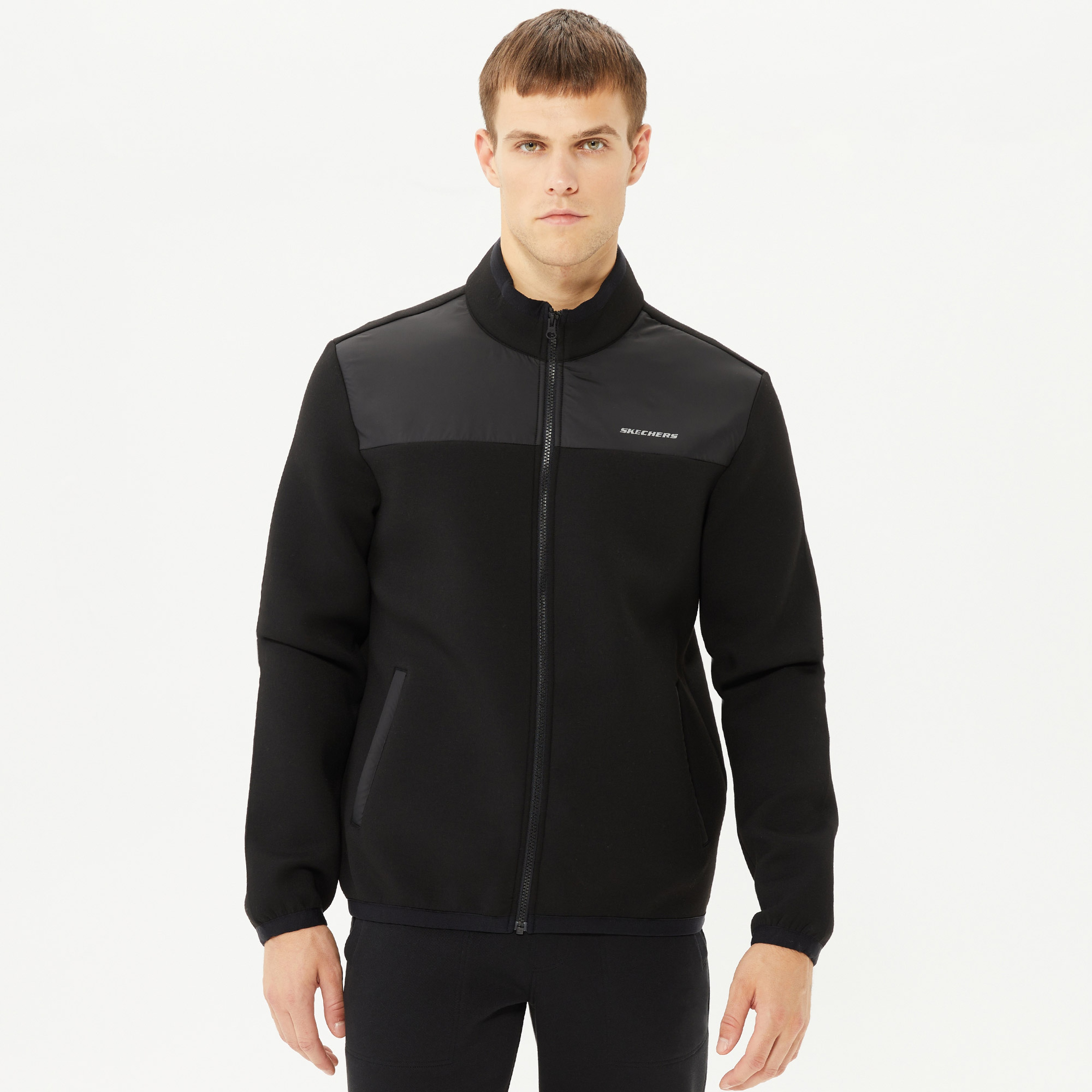 Skechers Outerwear Scuba Full Zip Erkek Siyah Günlük Mont