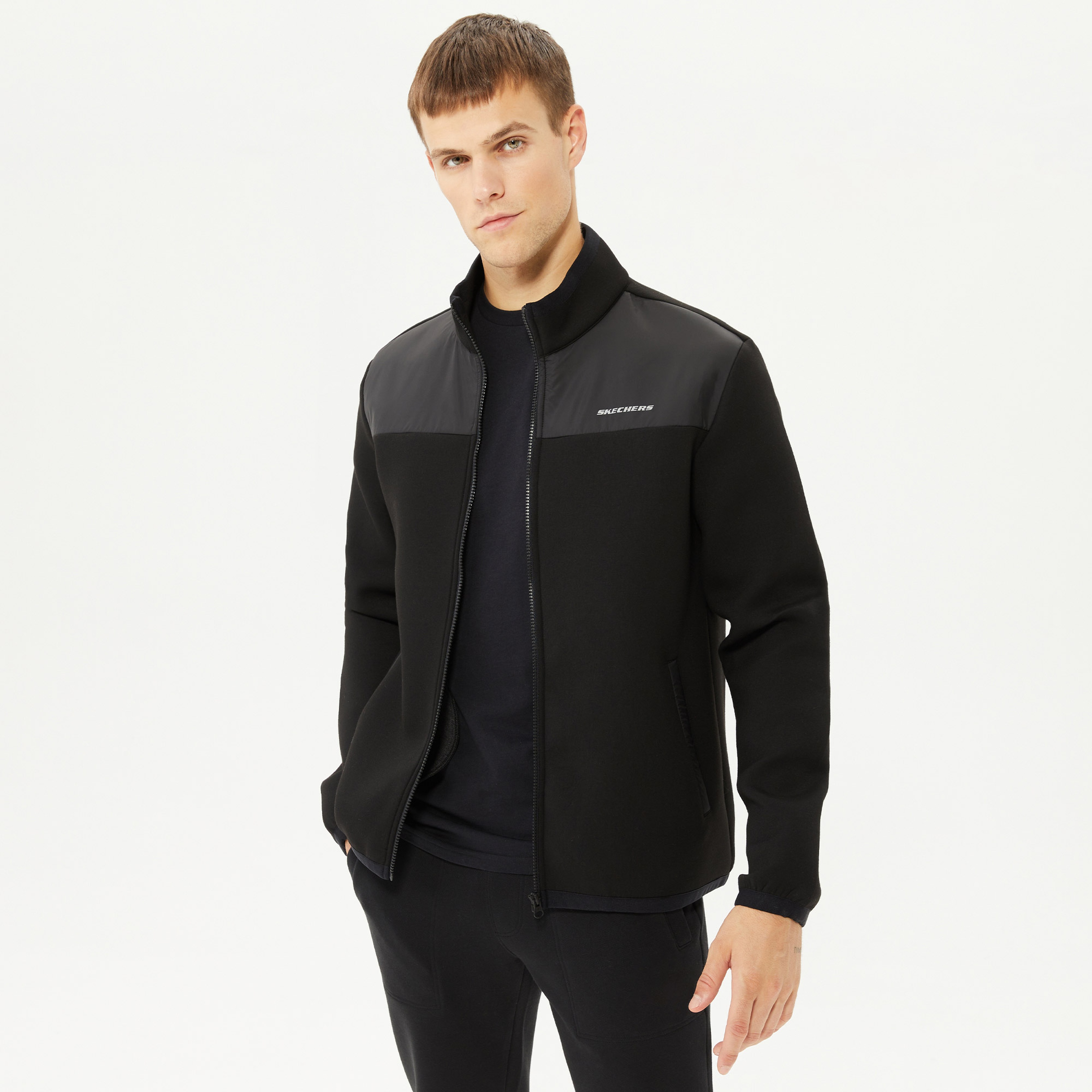 Skechers Outerwear Scuba Full Zip Erkek Siyah Günlük Mont