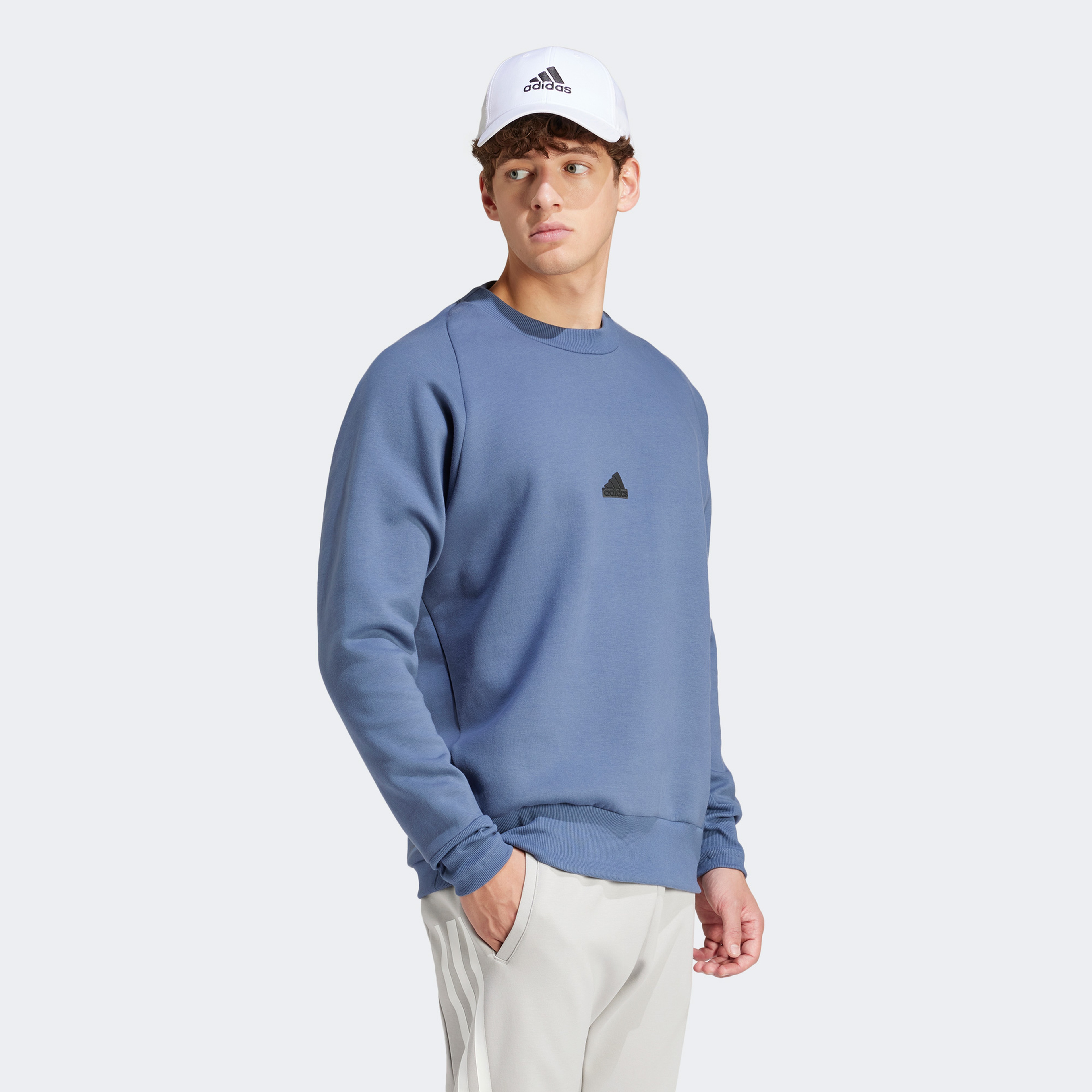 adidas Z.N.E. Pr Crw Erkek Mavi Günlük Sweatshirt