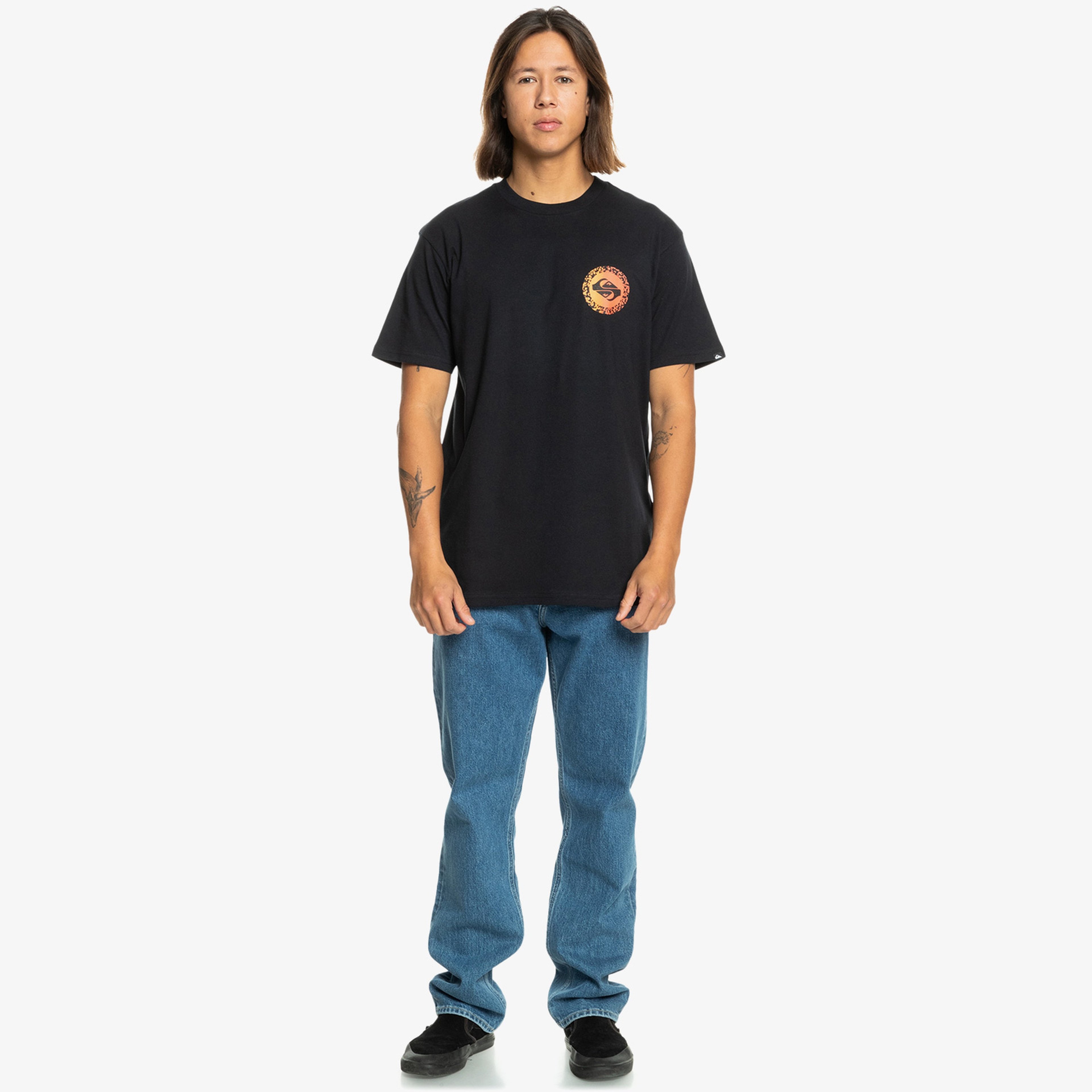 Quiksilver Long Fade Erkek Siyah Günlük T-Shirt