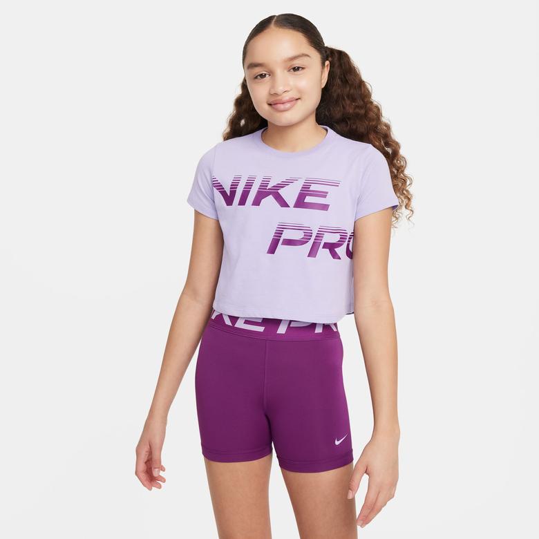 Nike Pro Dri-Fit Çocuk Mor Crop Günlük T-Shirt