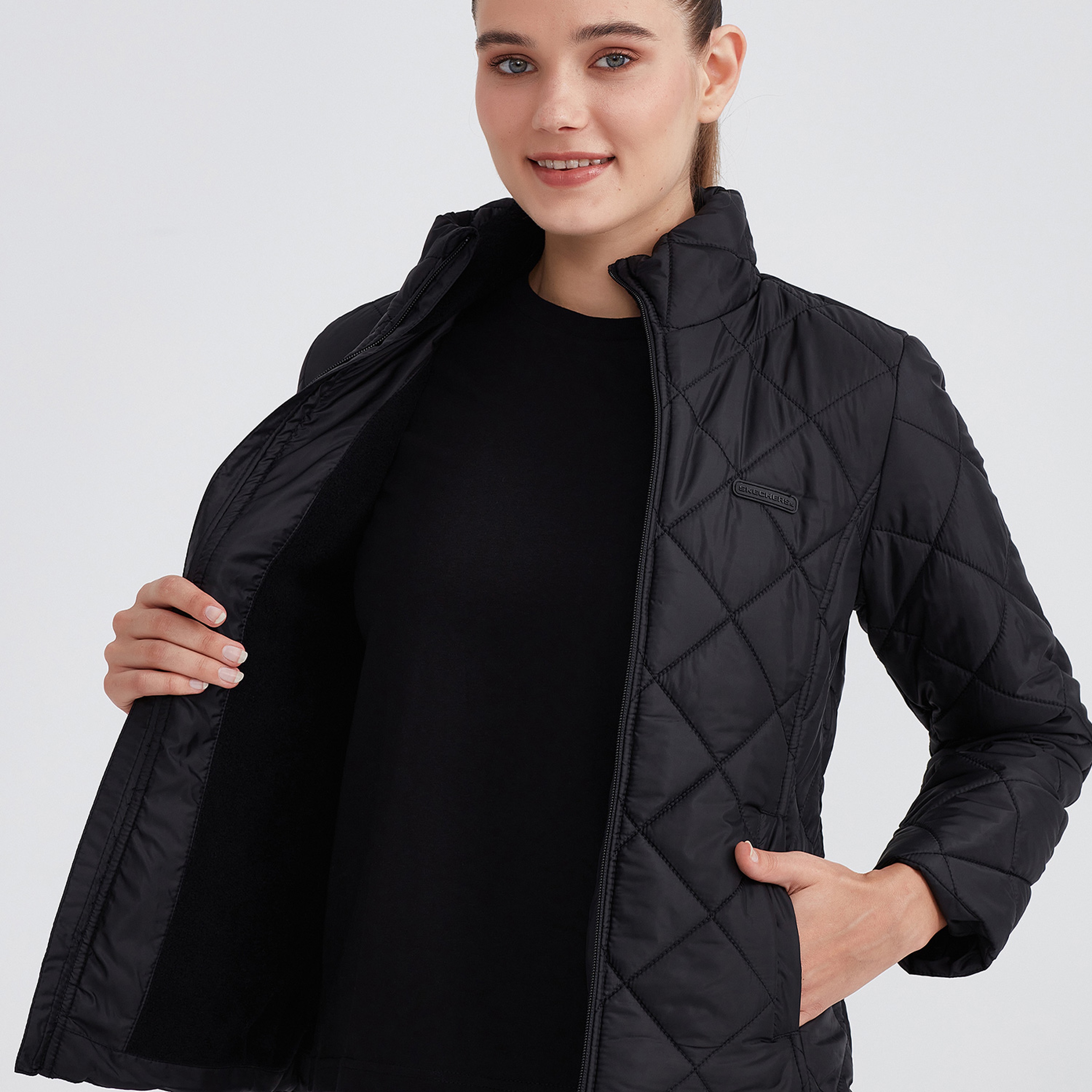 Skechers Outerwear Padded Kadın Siyah Günlük Mont