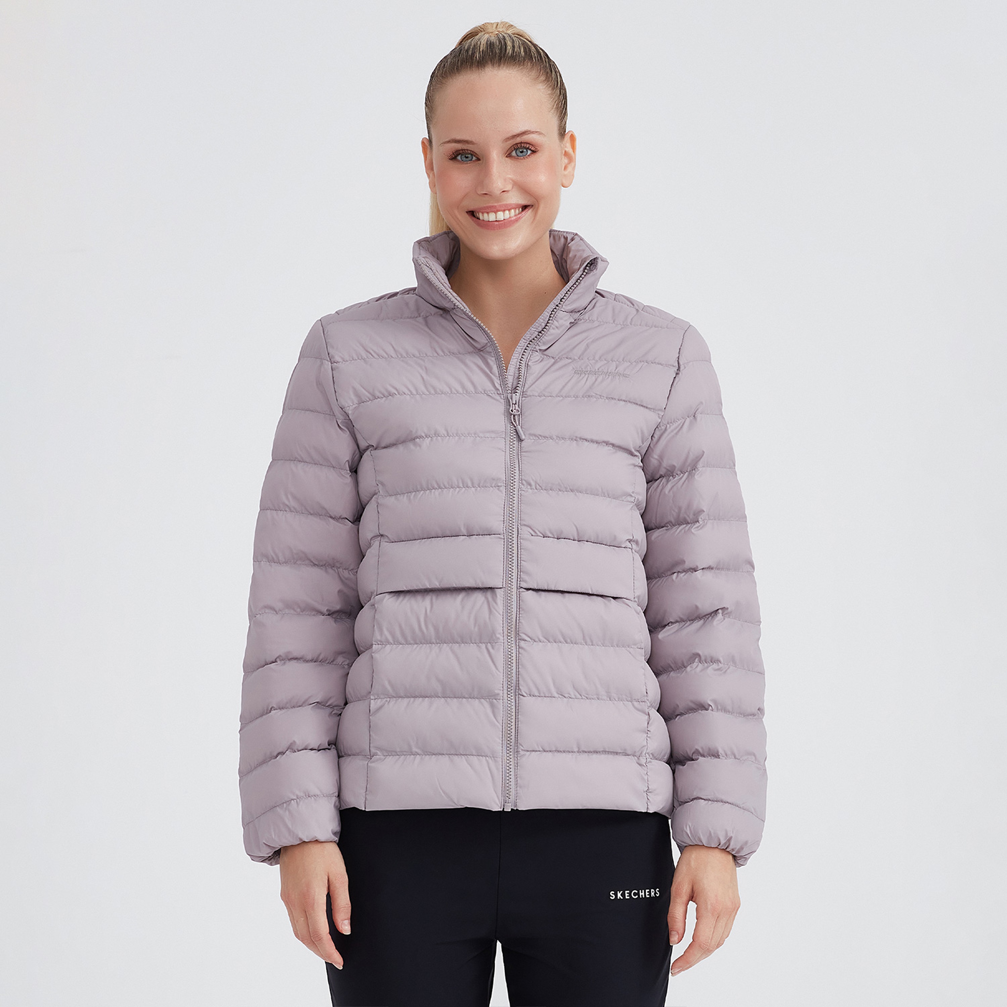 Skechers Outerwear Pop Up Detailed Padded Kadın Mor Mont