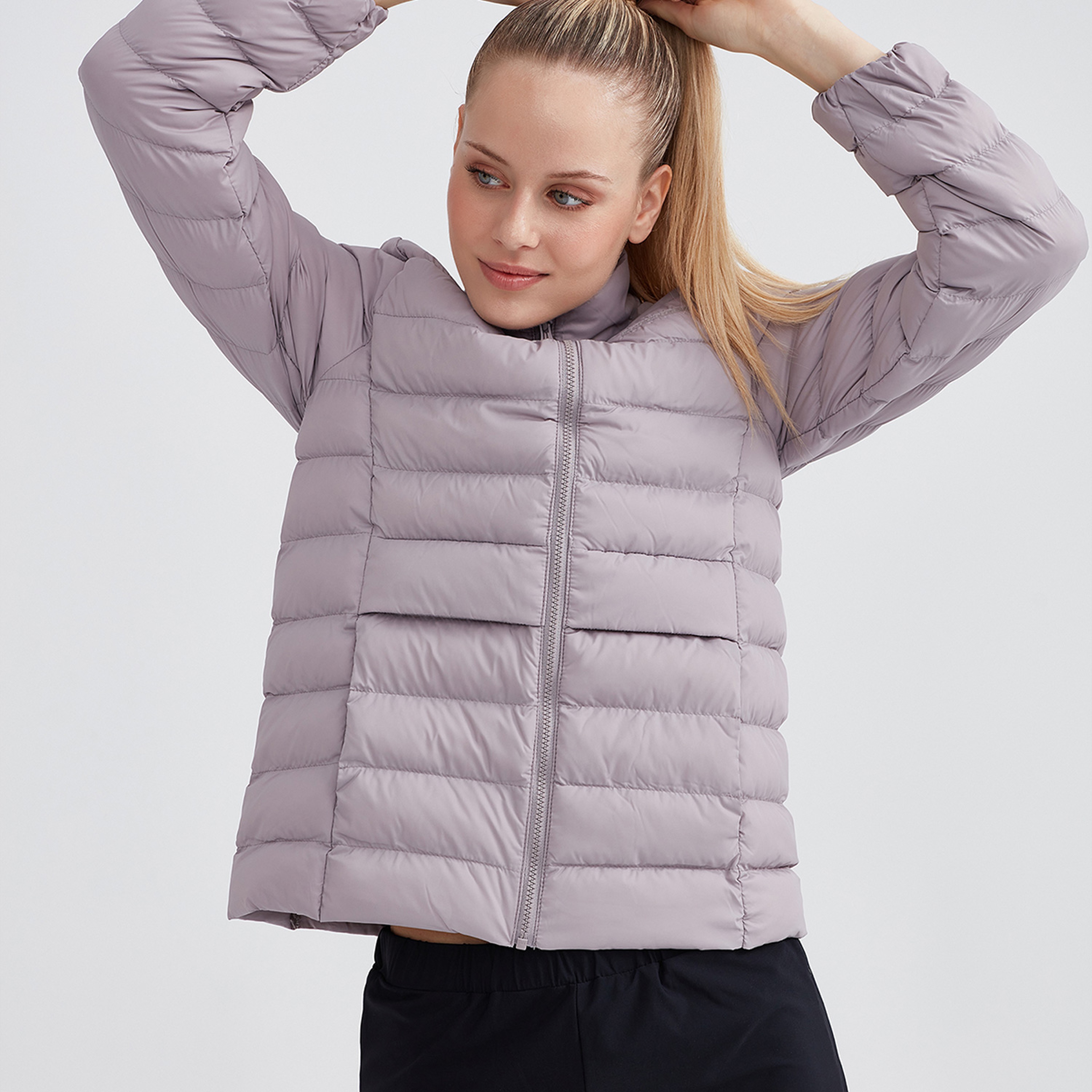 Skechers Outerwear Pop Up Detailed Padded Kadın Mor Mont