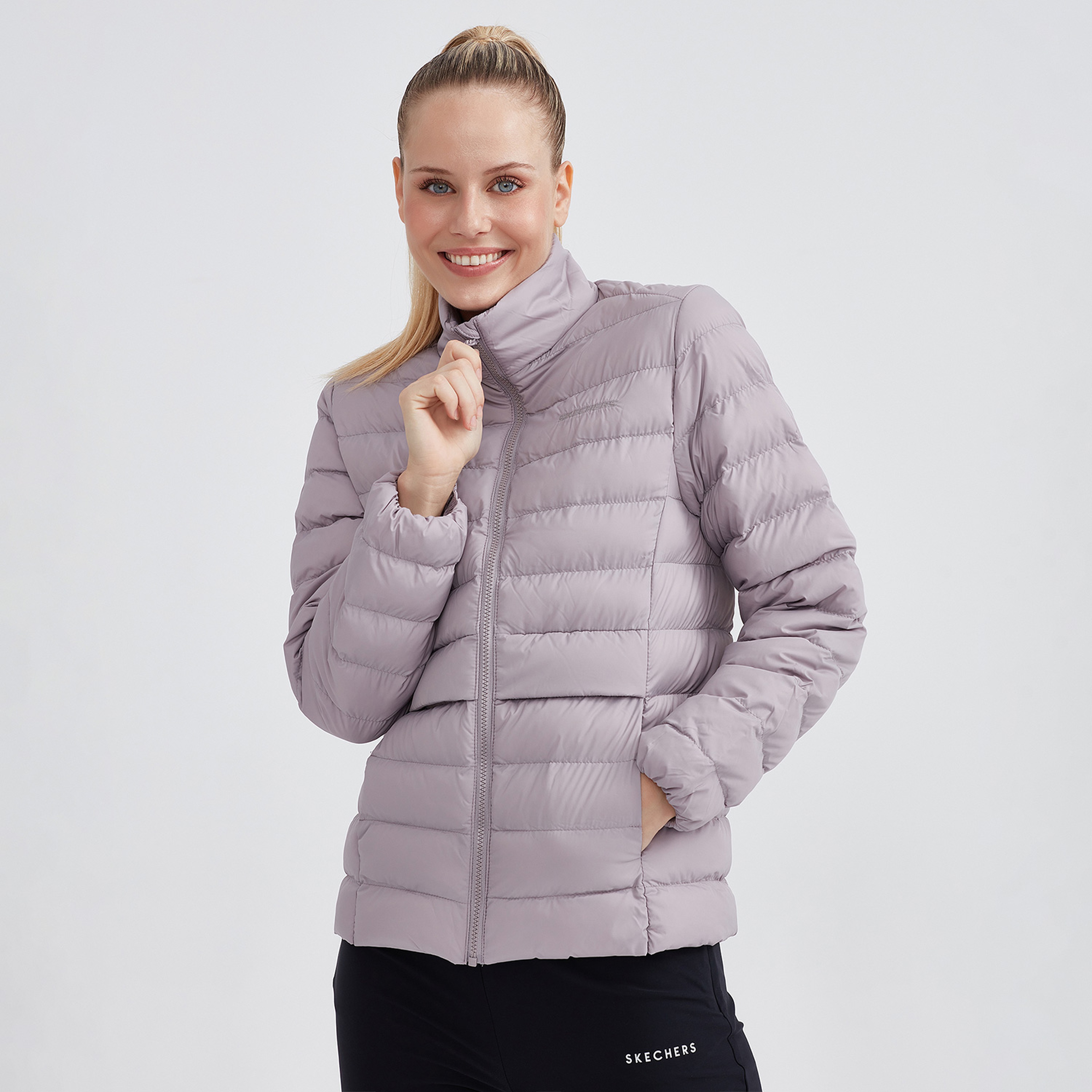 Skechers Outerwear Pop Up Detailed Padded Kadın Mor Mont