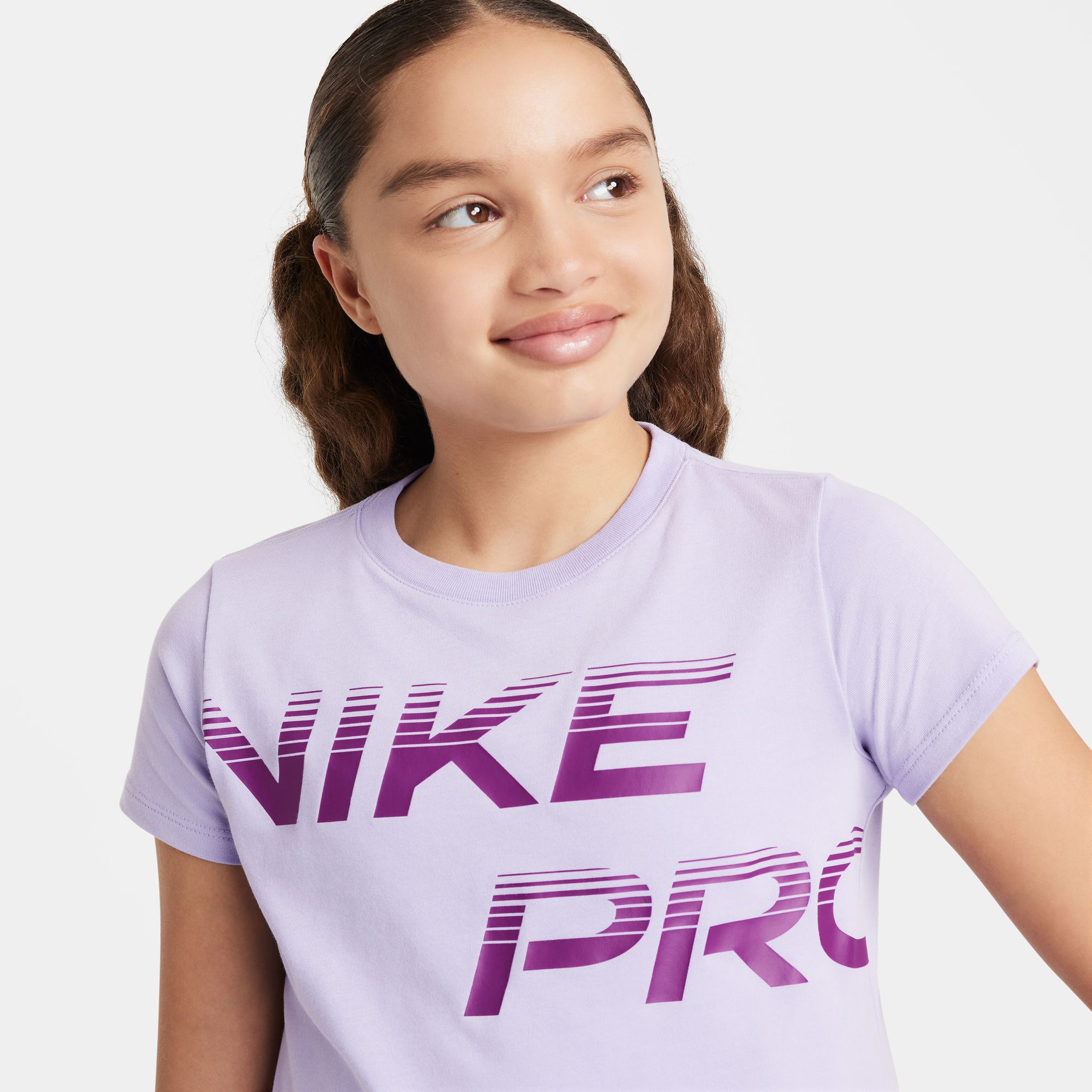 Nike Pro Dri-Fit Çocuk Mor Crop Günlük T-Shirt