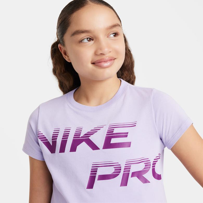 Nike Pro Dri-Fit Çocuk Mor Crop Günlük T-Shirt