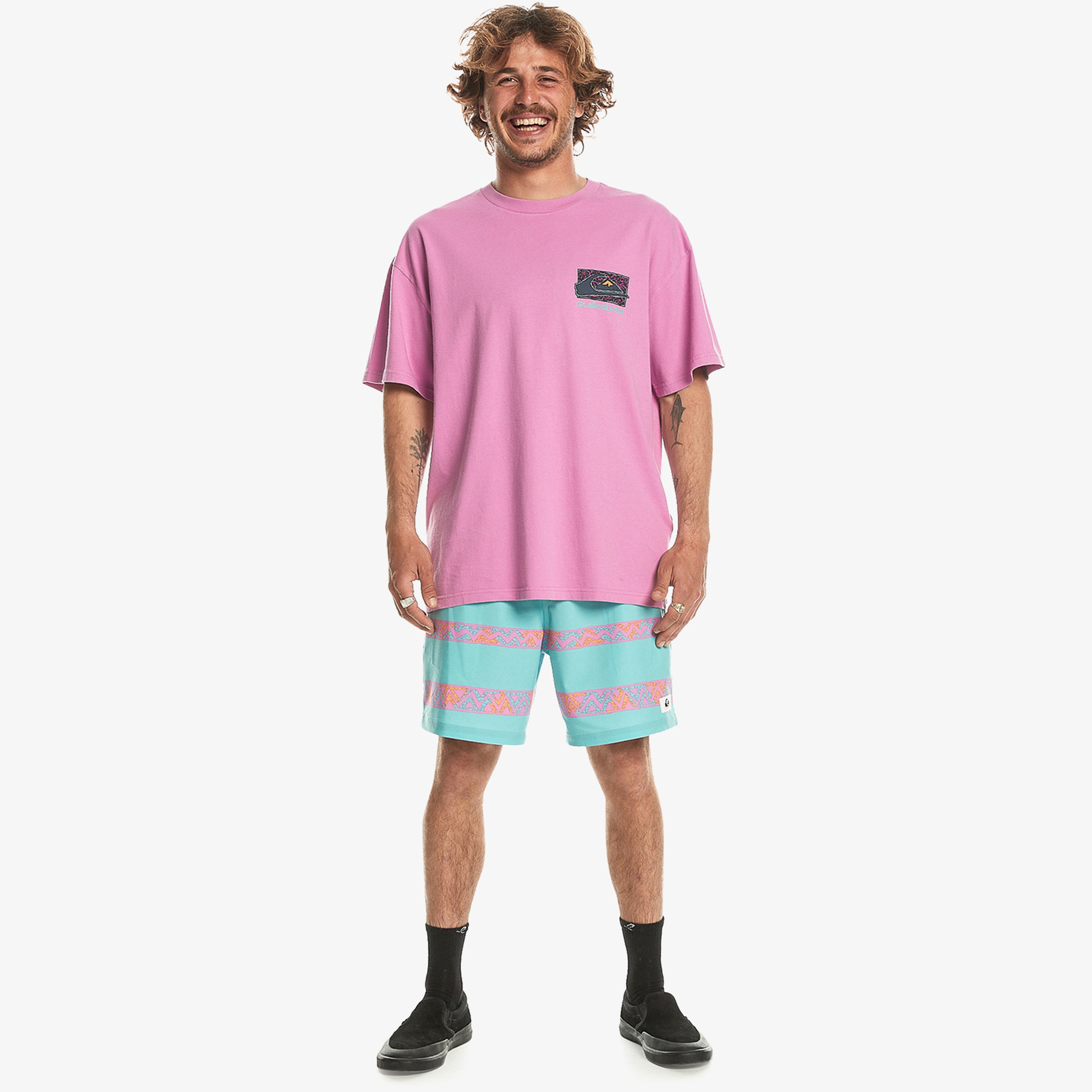 Quiksilver Spin Cycle Erkek Pembe Günlük T-Shirt