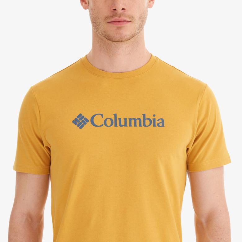 Columbia Basic Big Logo Erkek Sarı Outdoor T-Shirt