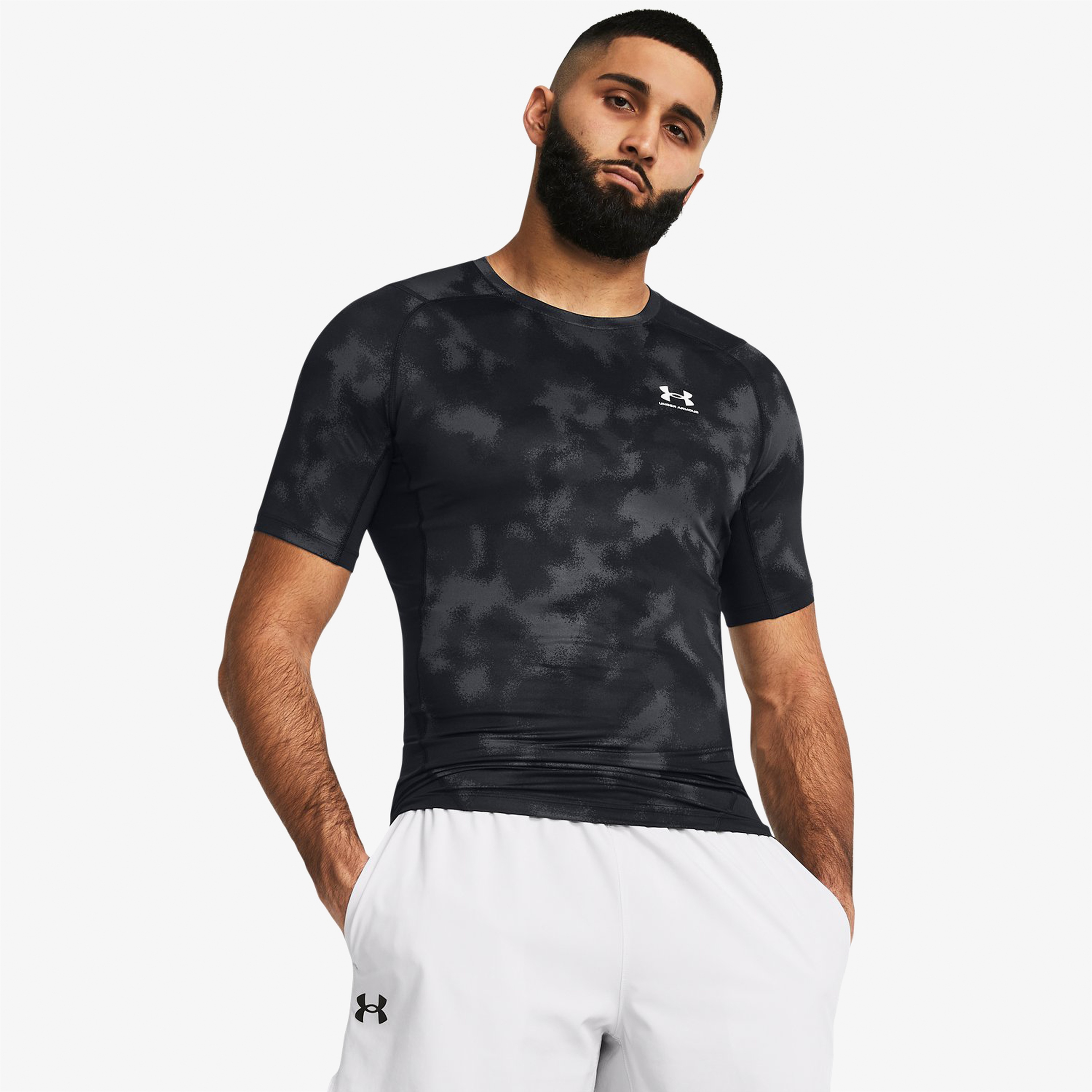 Under Armour HeatGear® Armour Baskılı Erkek Siyah Günlük Antrenman T-Shirt