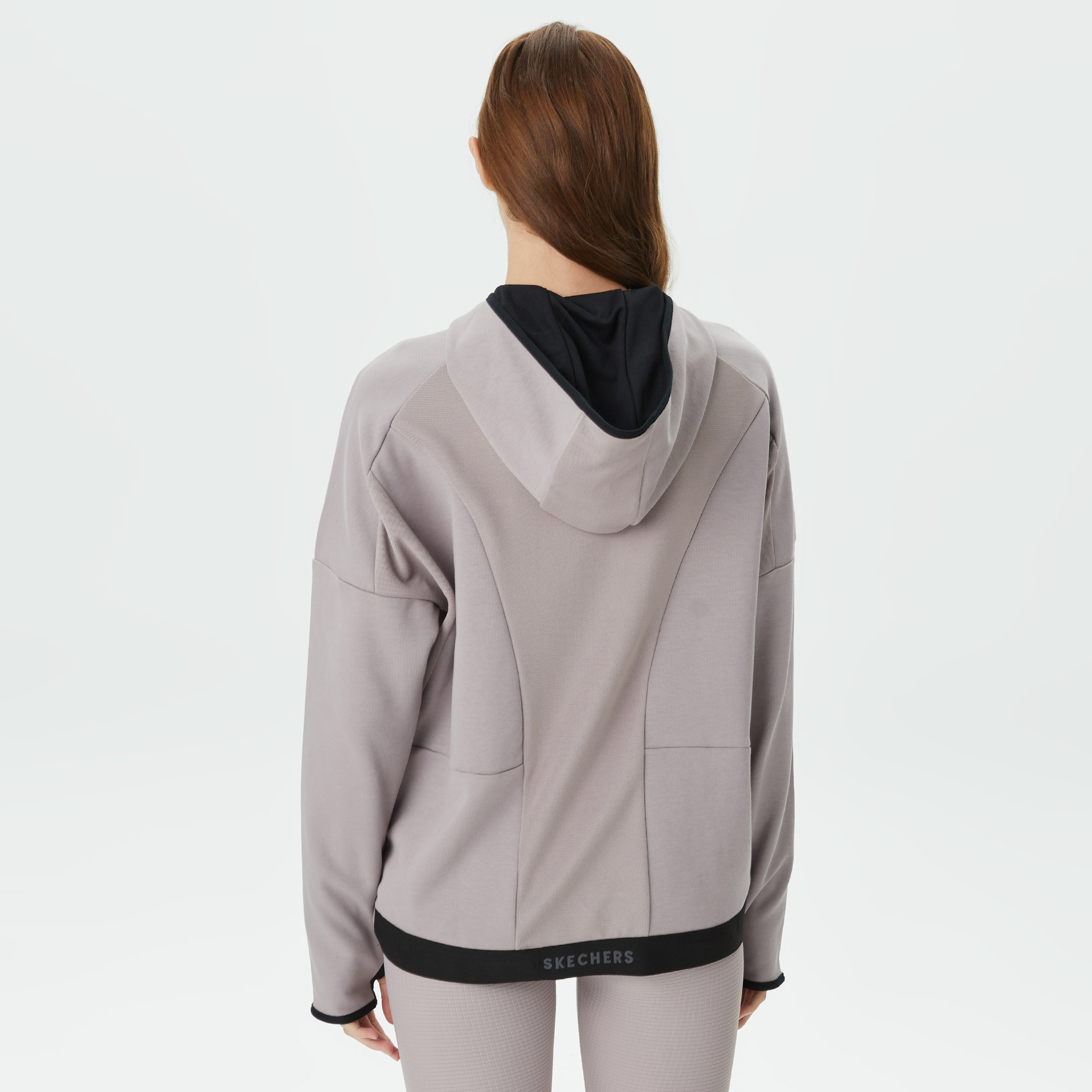 Skechers 2Xi-Lock Full Zip Kadın Gri Günlük Sweatshirt