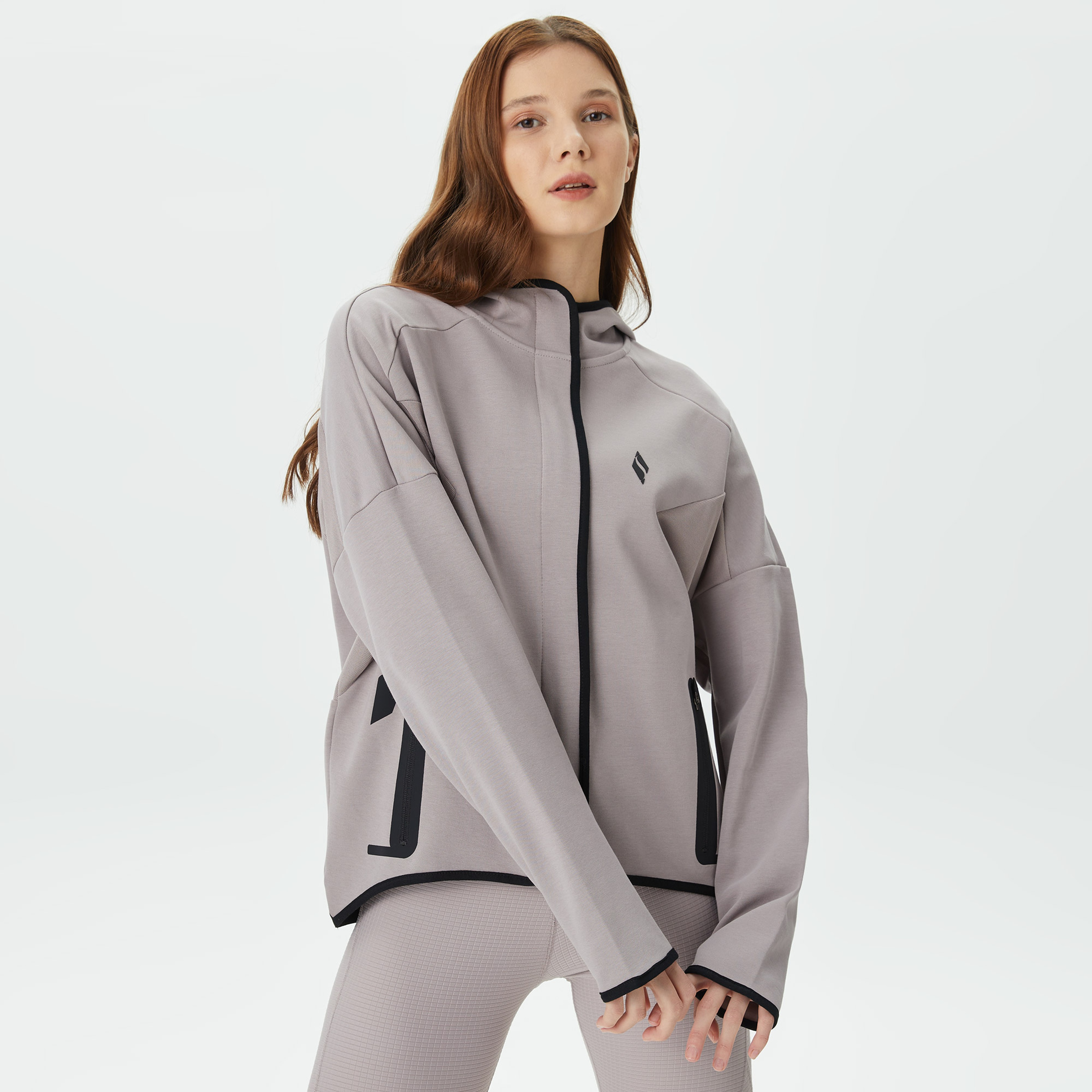 Skechers 2Xi-Lock Full Zip Kadın Gri Günlük Sweatshirt